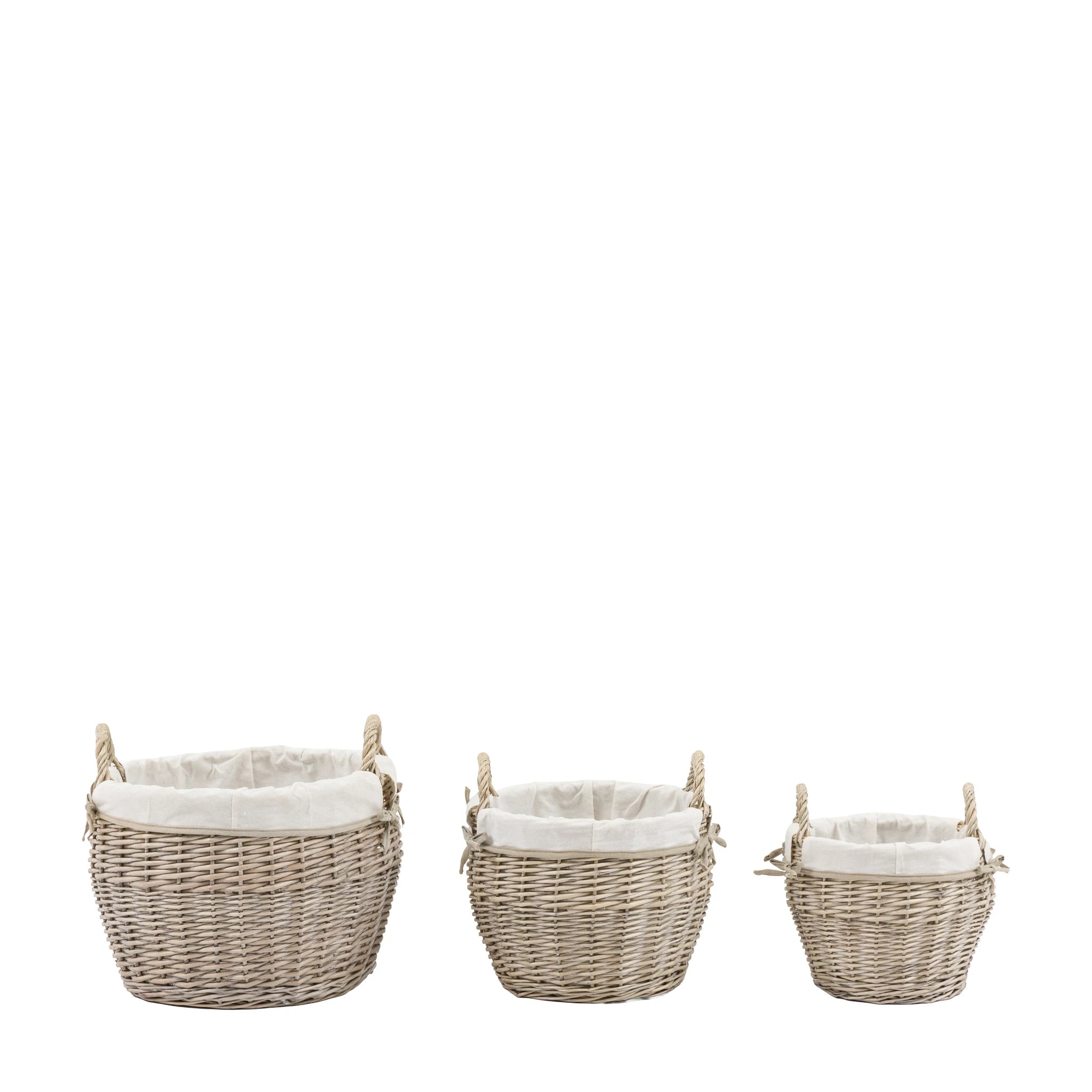 Set of 3 Aldermeadow Round Lined Natural Baskets
