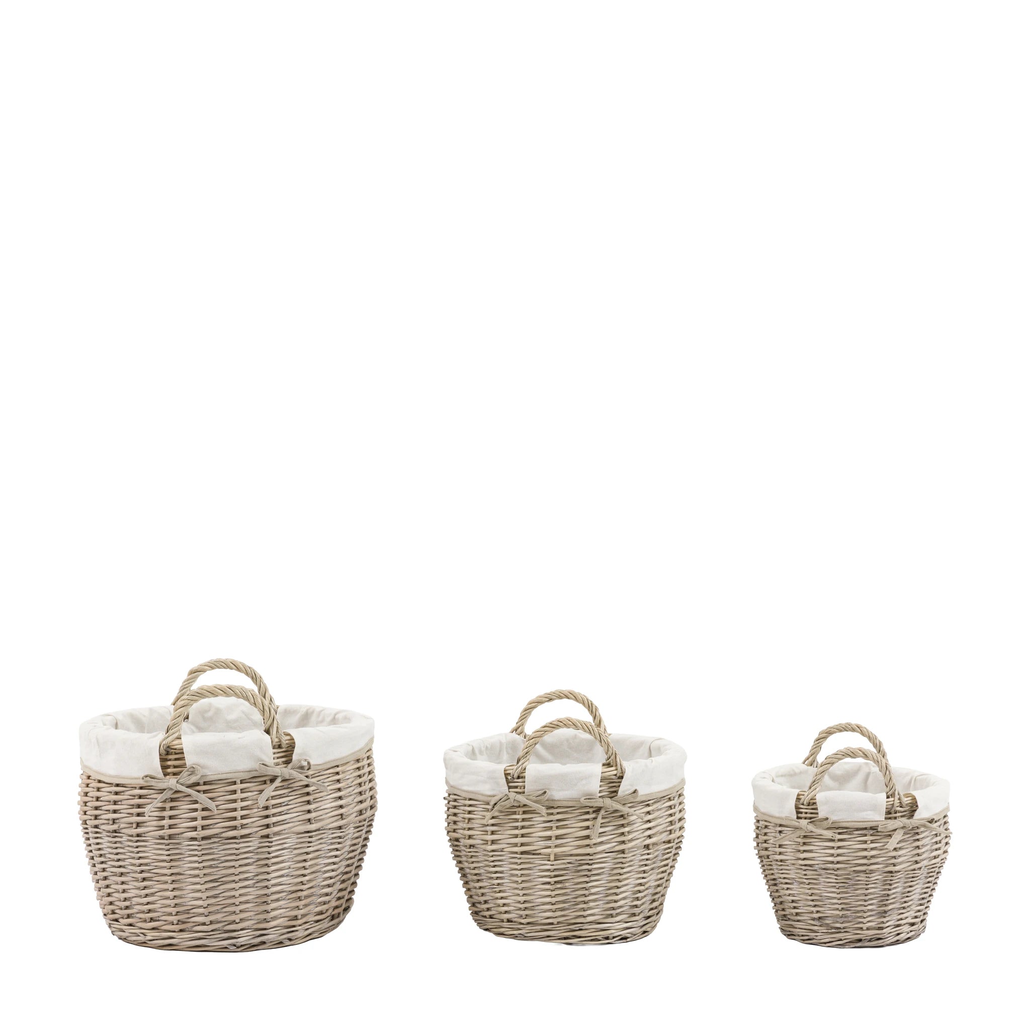 Set of 3 Aldermeadow Round Lined Natural Baskets