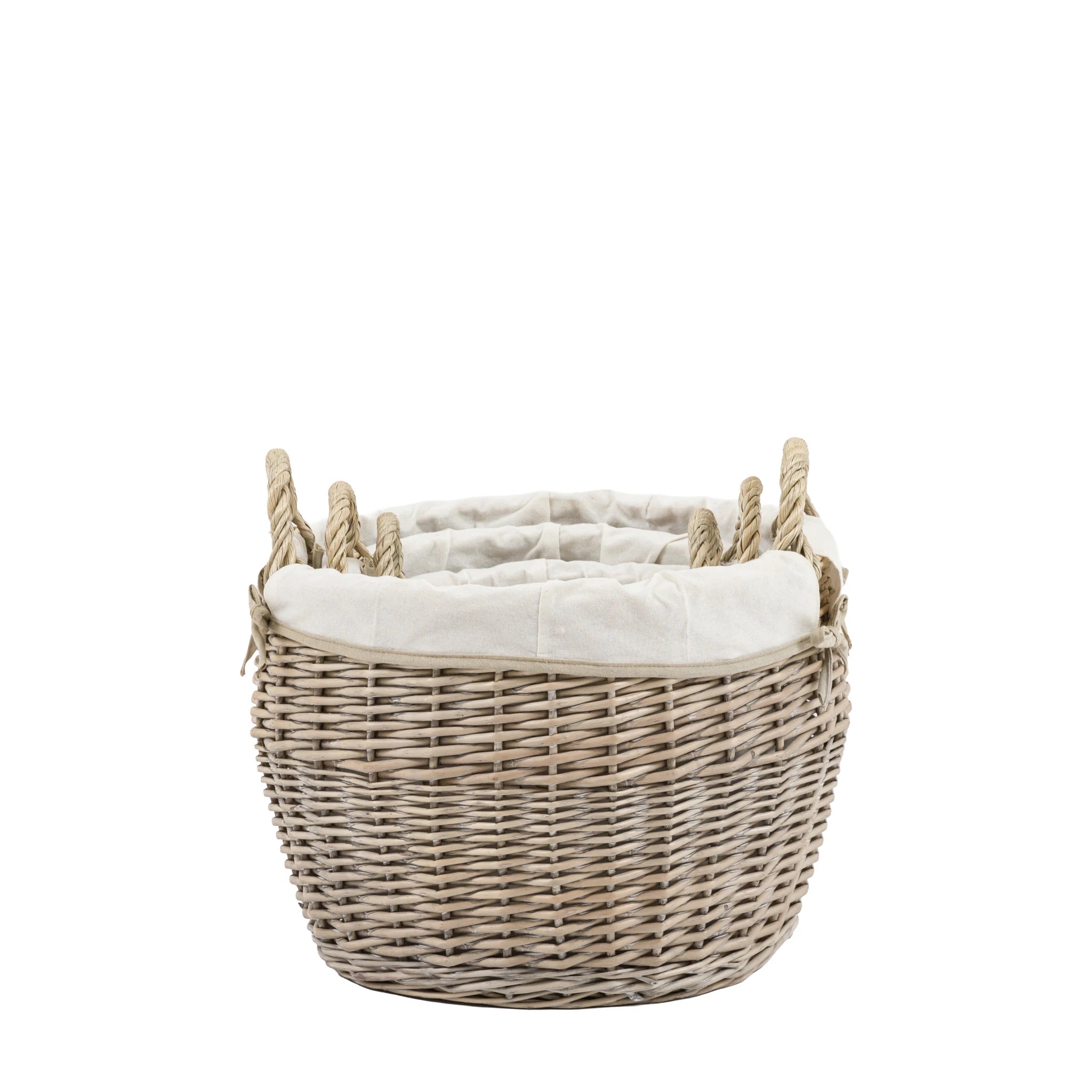 Set of 3 Aldermeadow Round Lined Natural Baskets