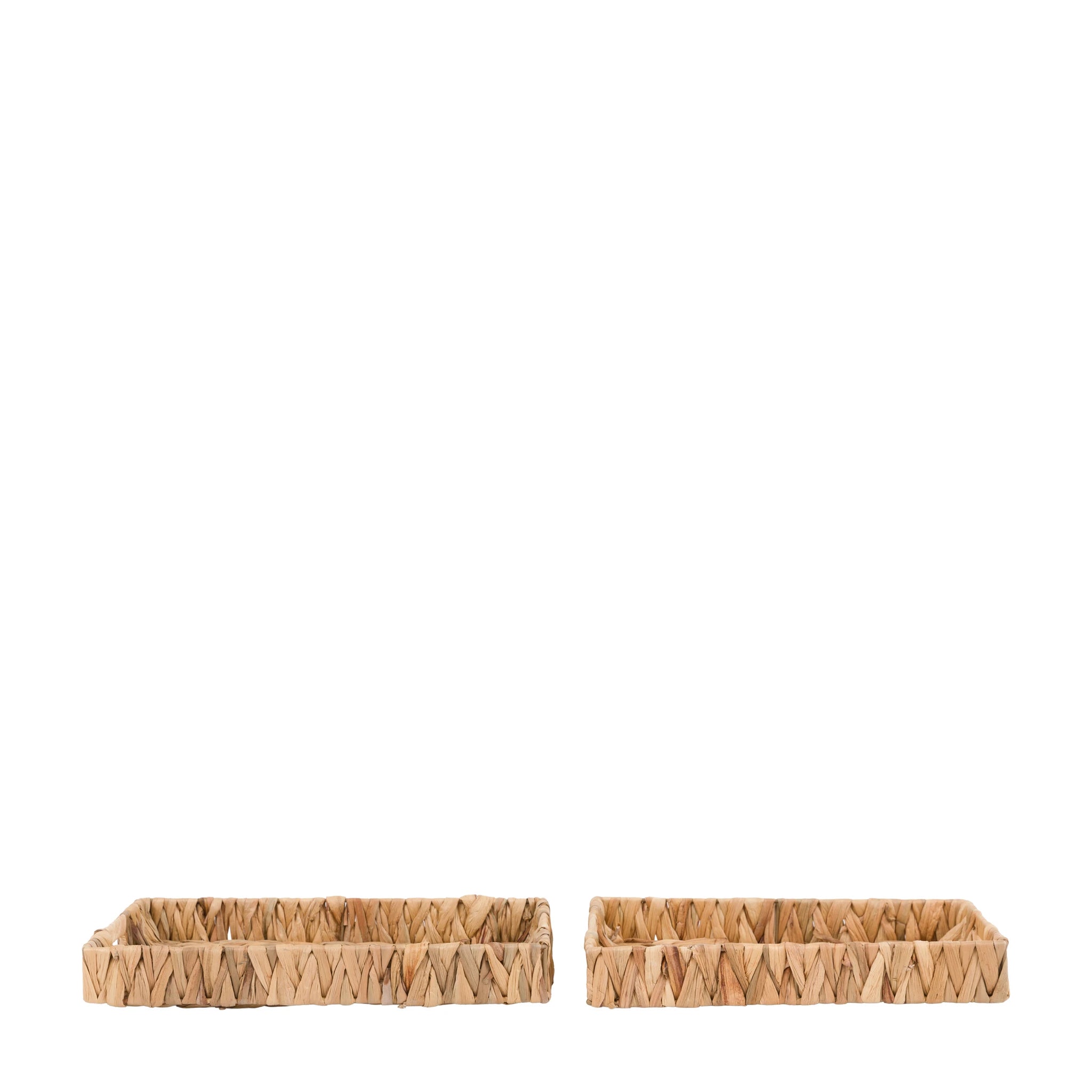 Set of 2 Marella Woven Rectangular Natural Water Hyacinth Trays