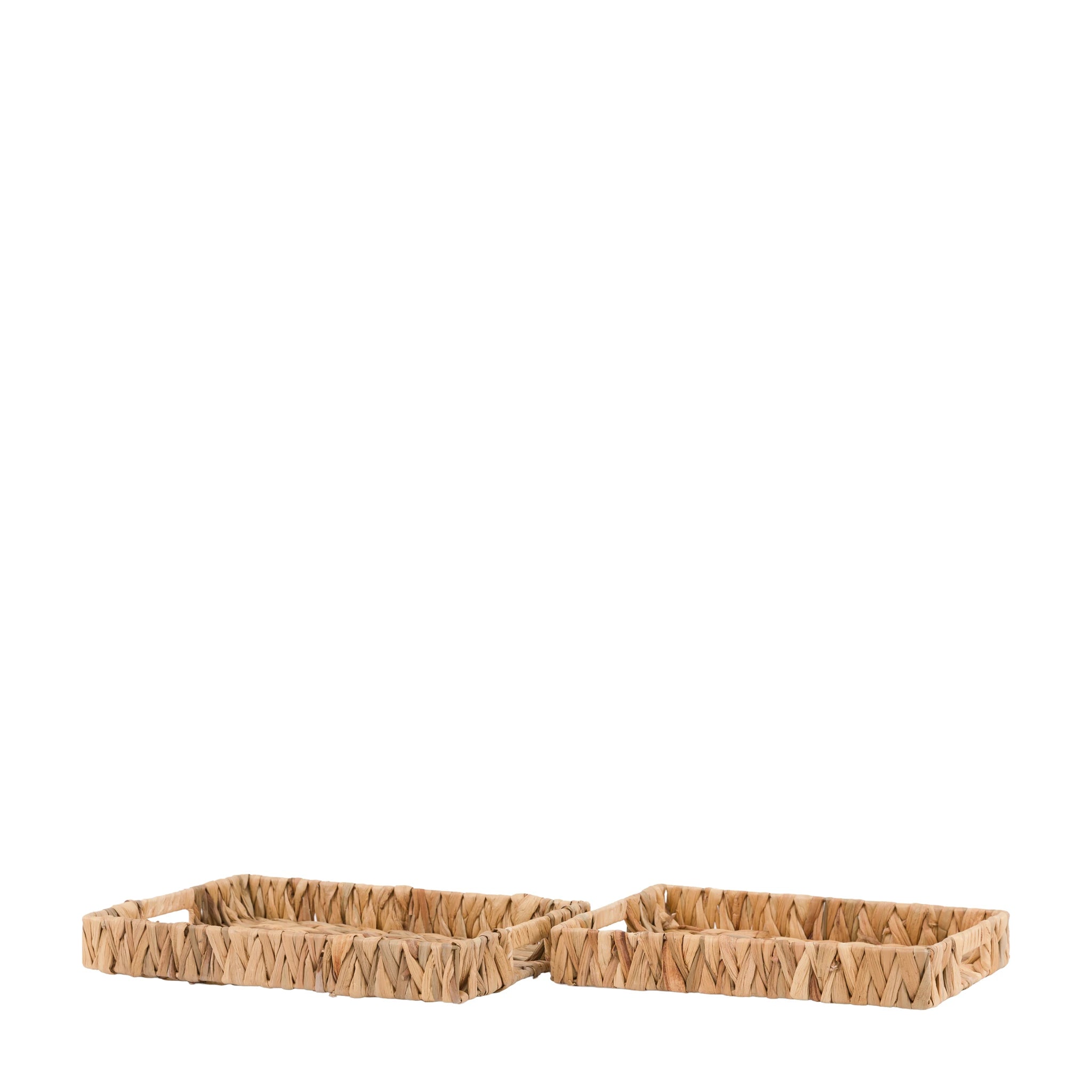 Set of 2 Marella Woven Rectangular Natural Water Hyacinth Trays