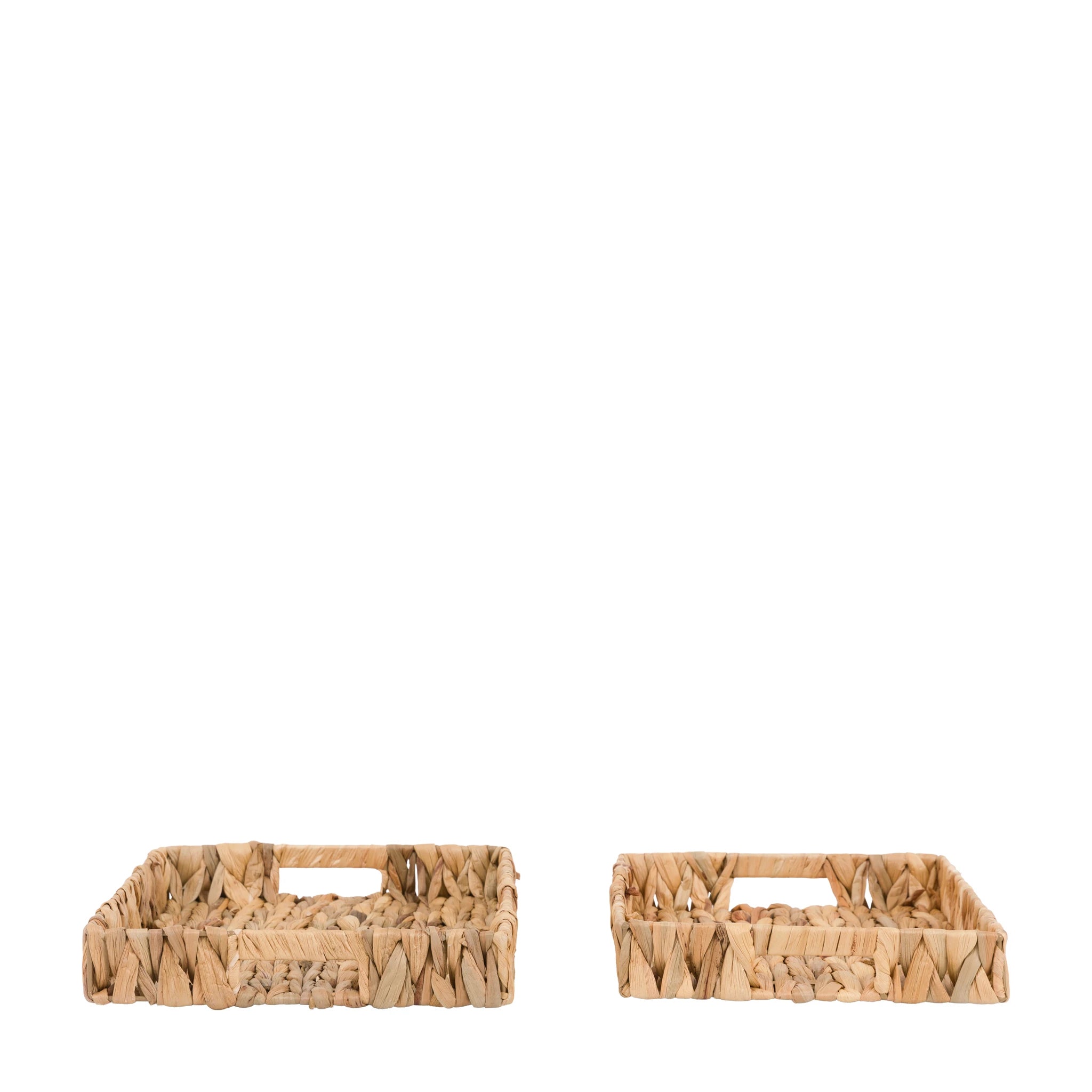 Set of 2 Marella Woven Rectangular Natural Water Hyacinth Trays