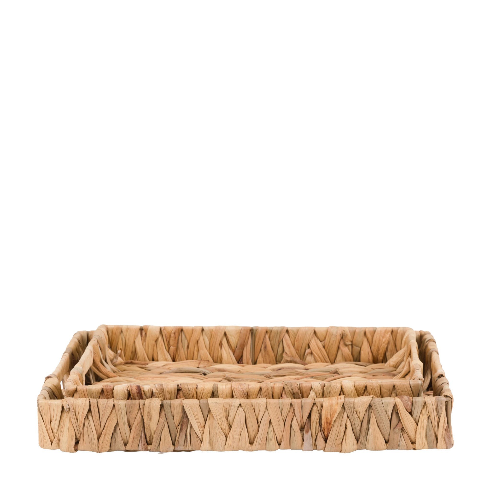 Set of 2 Marella Woven Rectangular Natural Water Hyacinth Trays