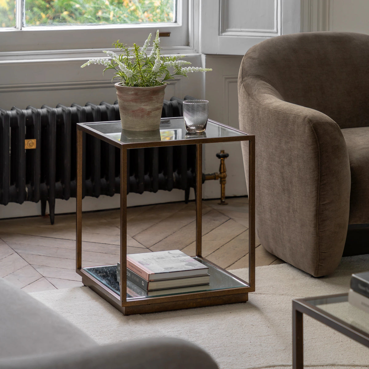 Ventura Bronze & Glass Side Table
