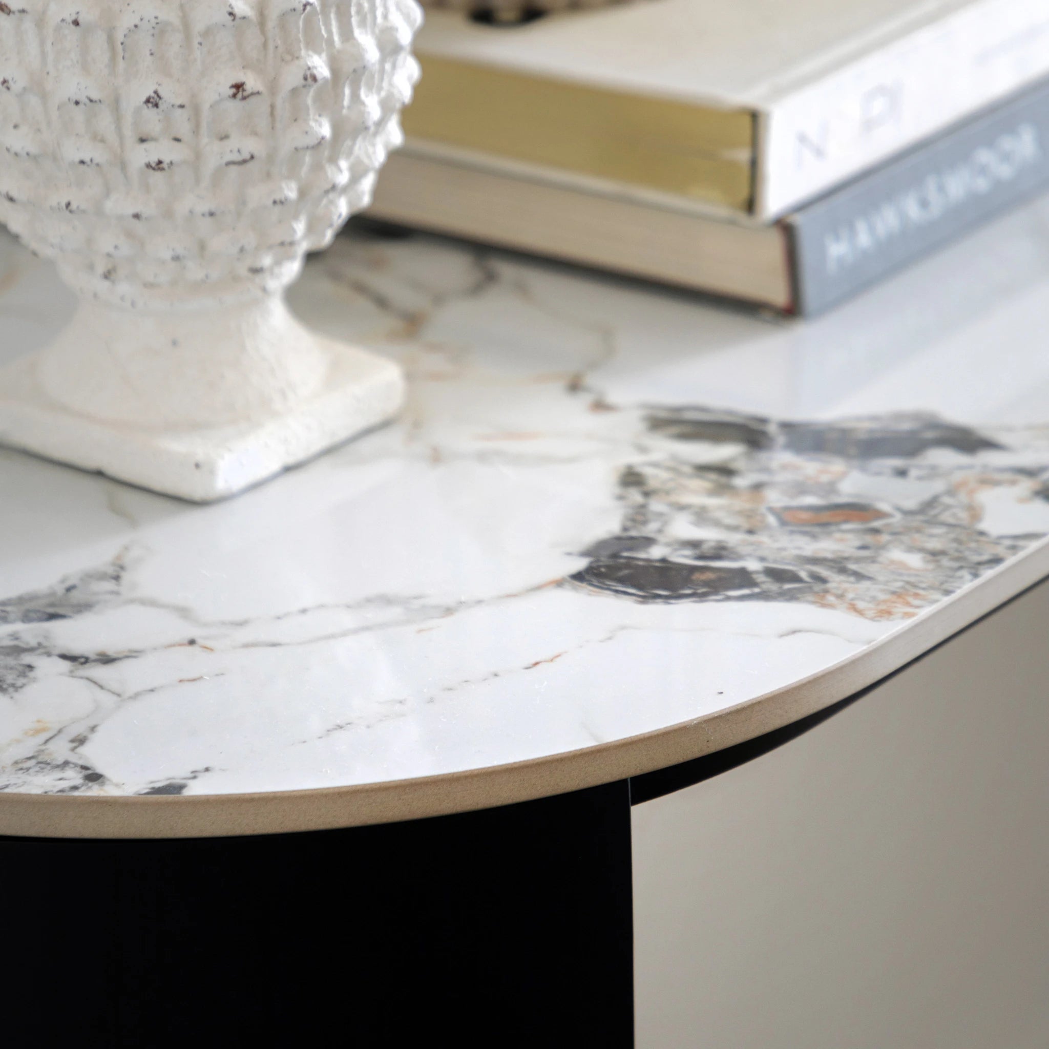 Everett Black & White Marble Console Table