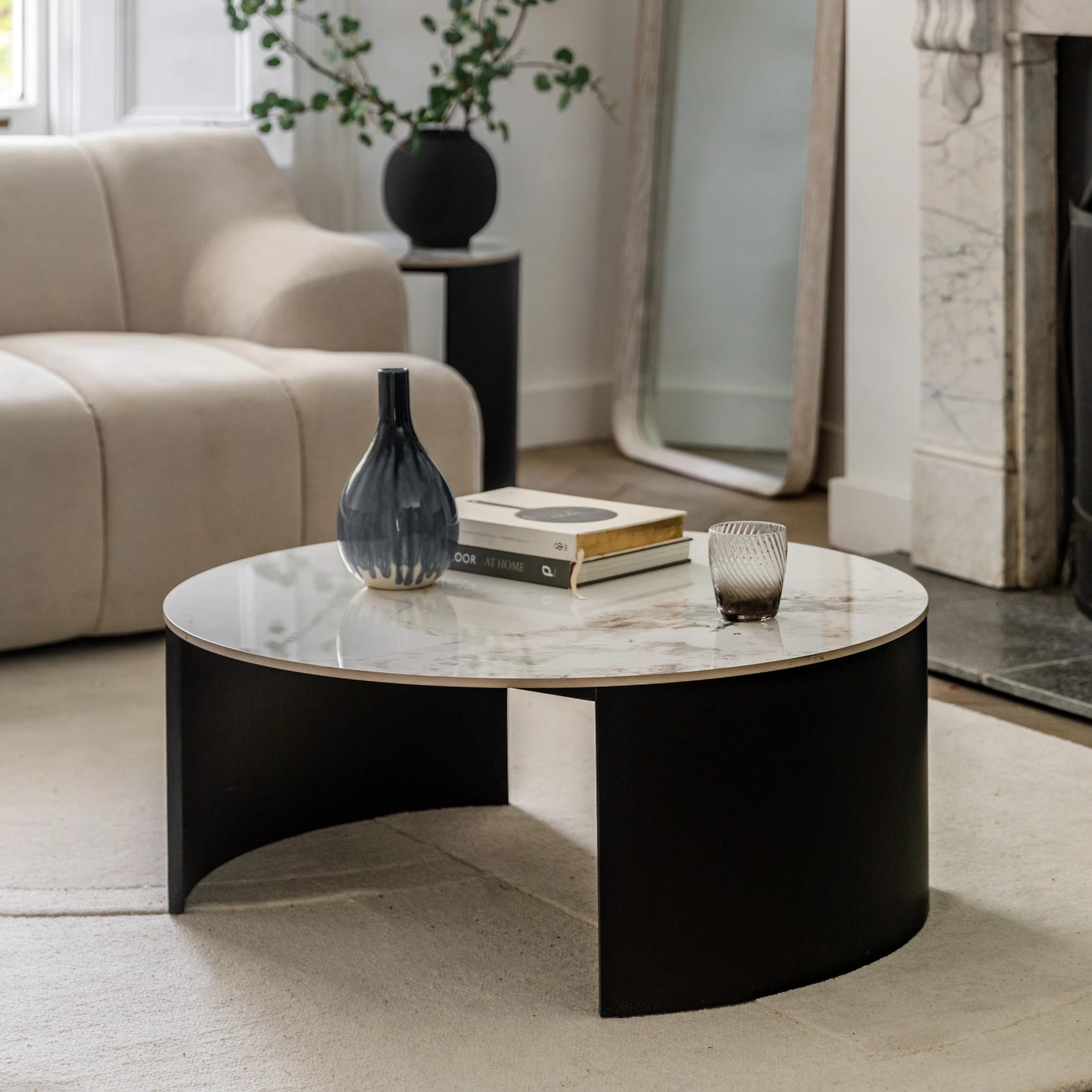Everett Black & White Marble Coffee Table