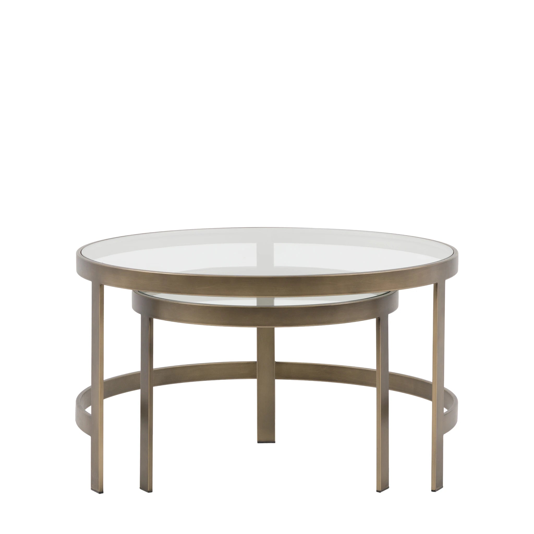 Set of 2 Elira Bronze Glass Nested Coffee Tables