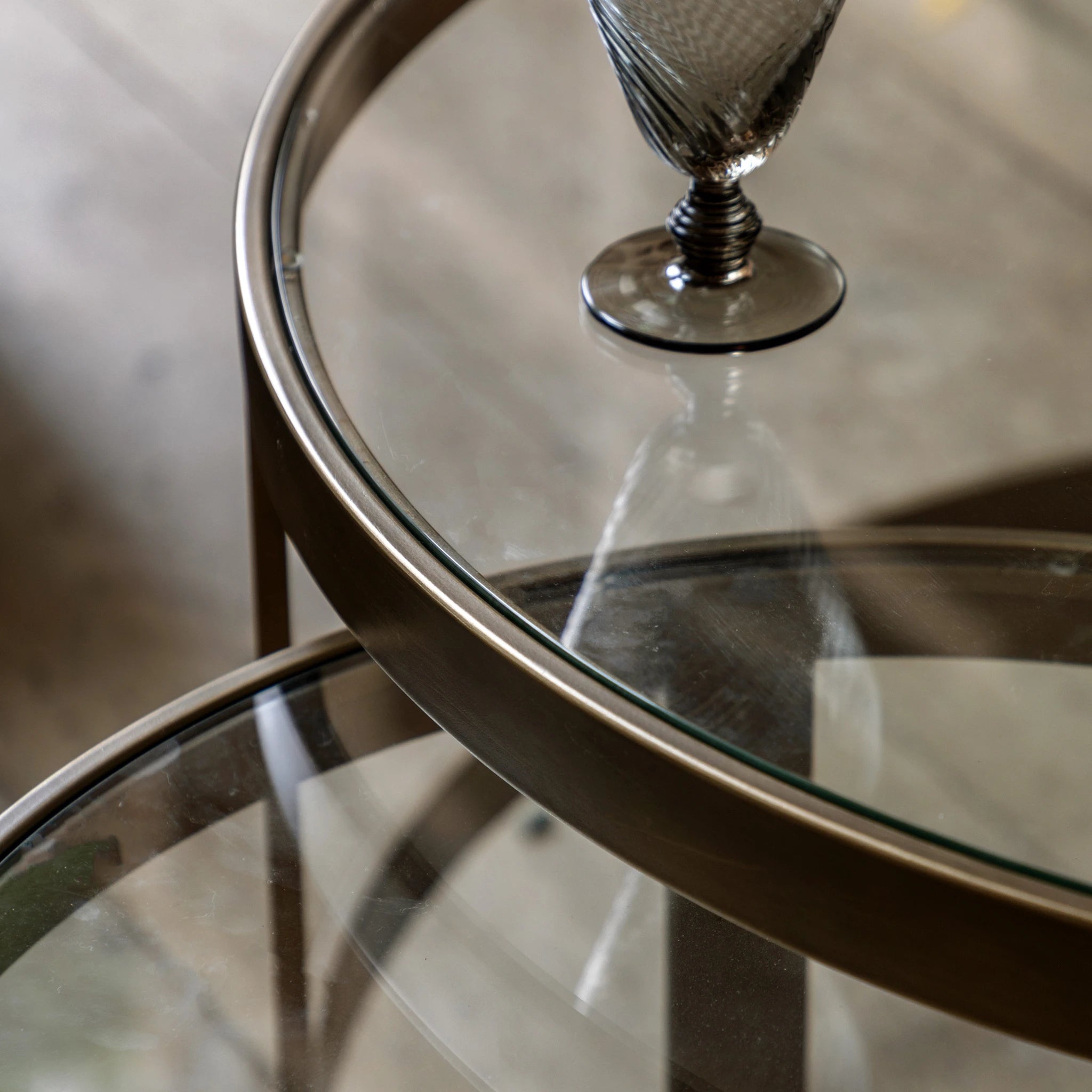 Set of 2 Elira Bronze Glass Nested Coffee Tables