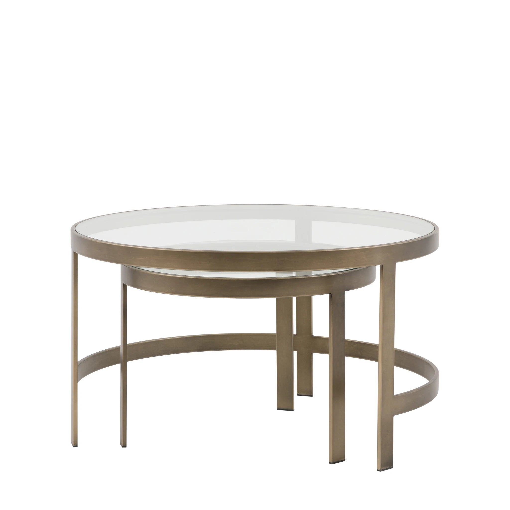 Set of 2 Elira Bronze Glass Nested Coffee Tables