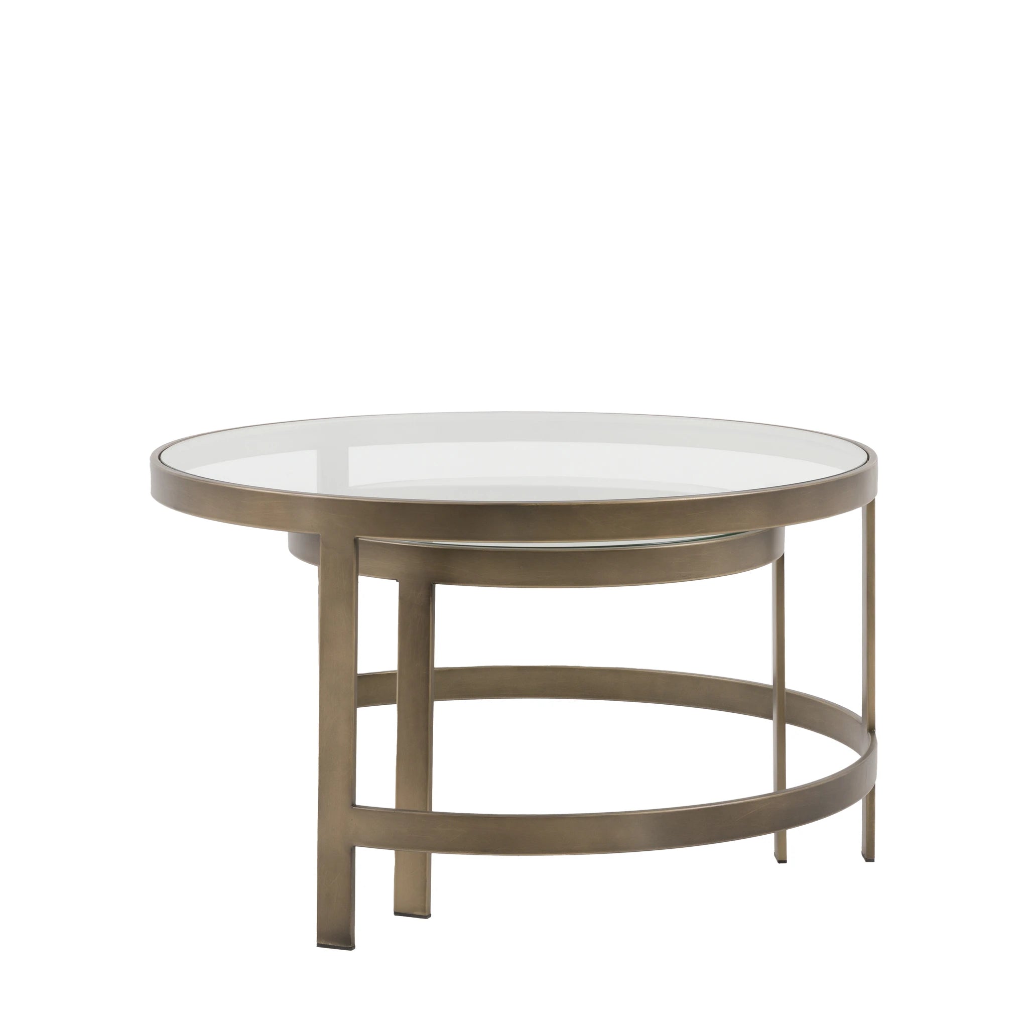 Set of 2 Elira Bronze Glass Nested Coffee Tables