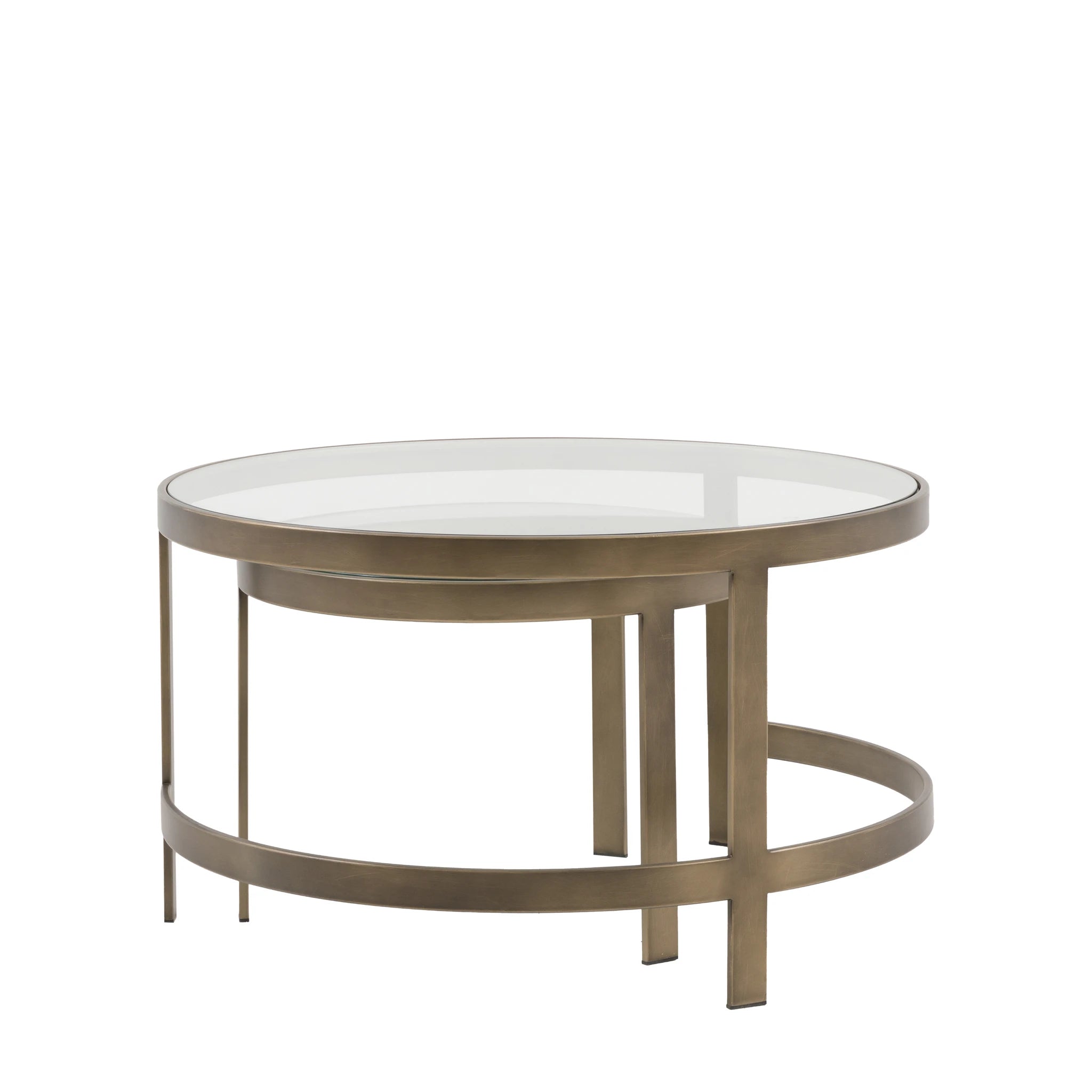 Set of 2 Elira Bronze Glass Nested Coffee Tables