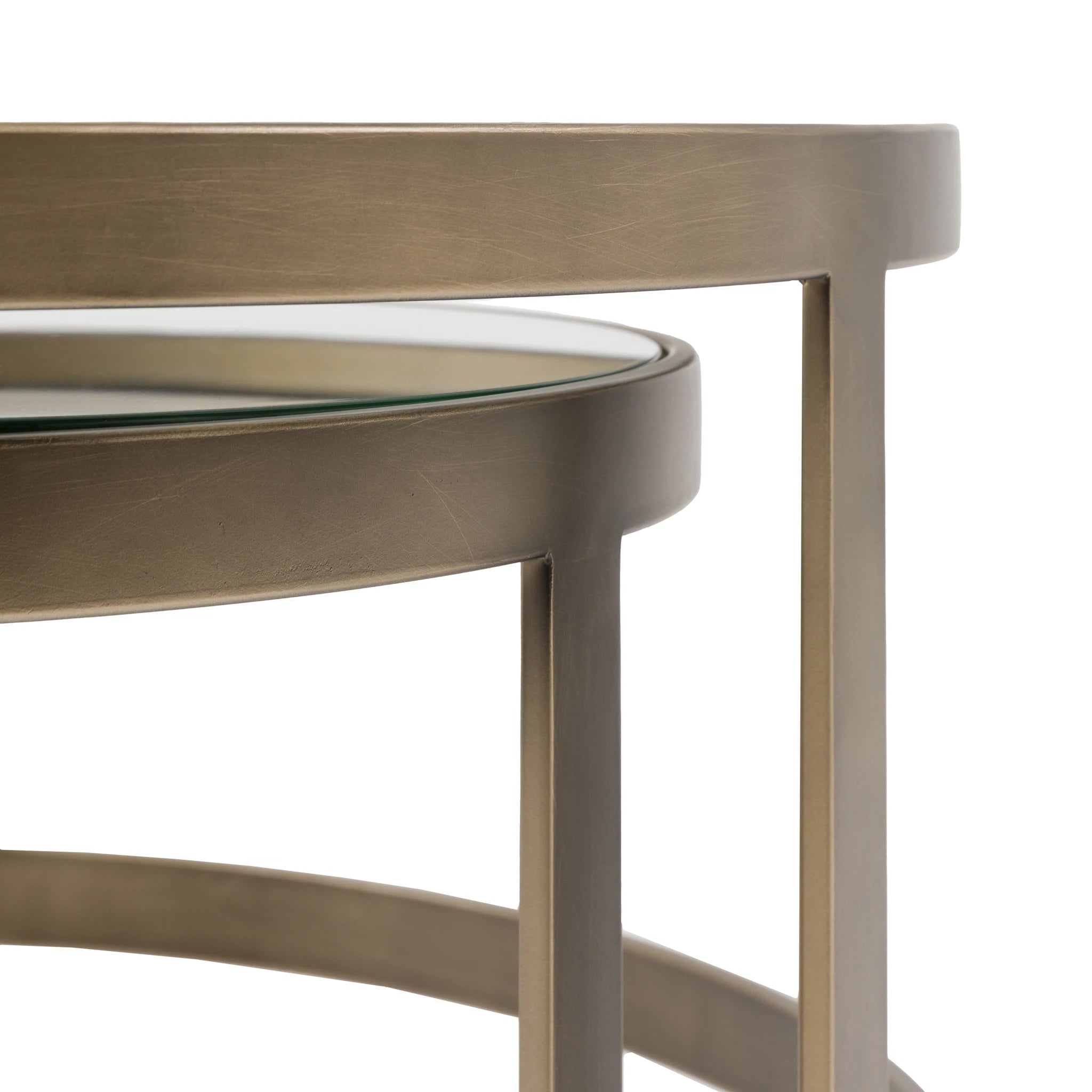 Set of 2 Elira Bronze Glass Nested Coffee Tables