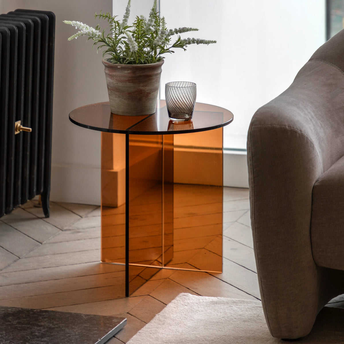 Vetrano Bronze Glass Side Table