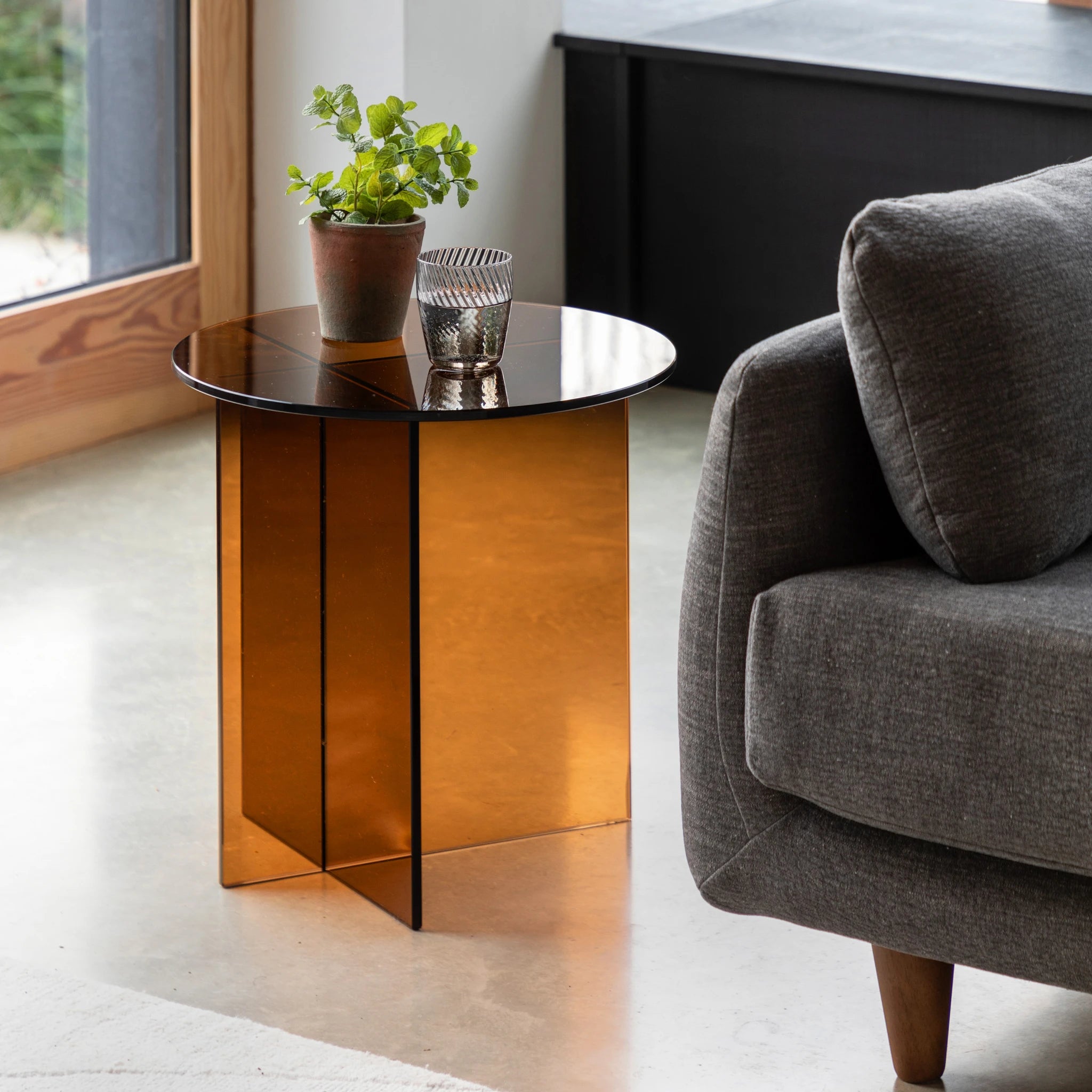 Vetrano Bronze Glass Side Table