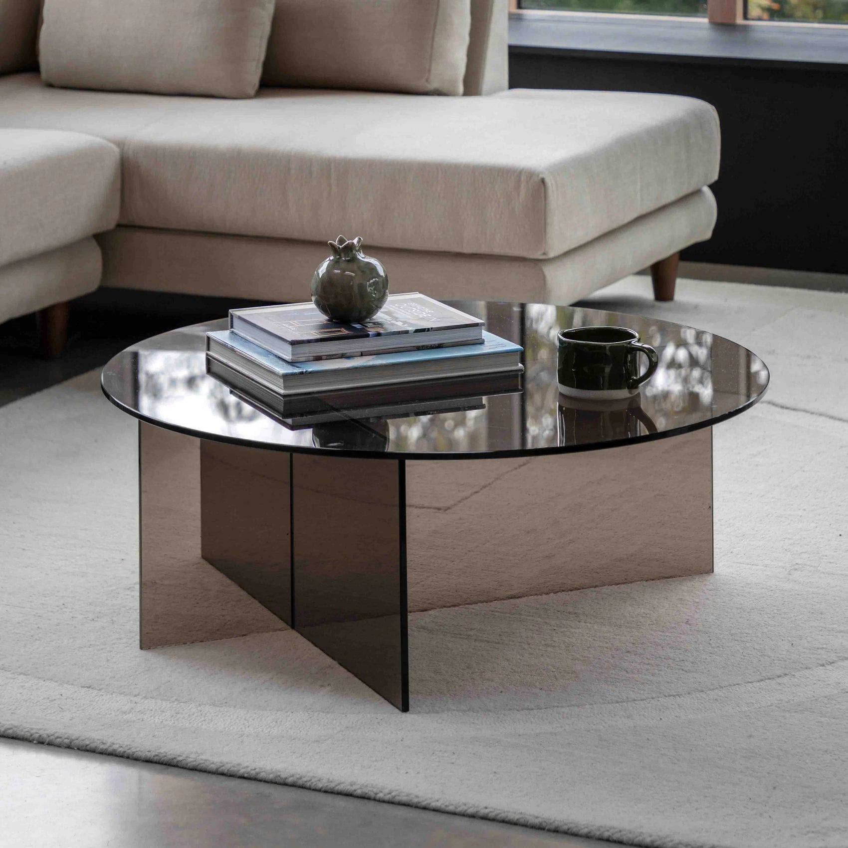 Vetrano Charcoal Glass Coffee Table