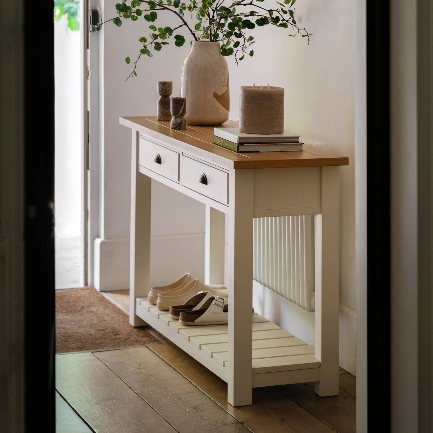 Radley White Oak Wood Console Table