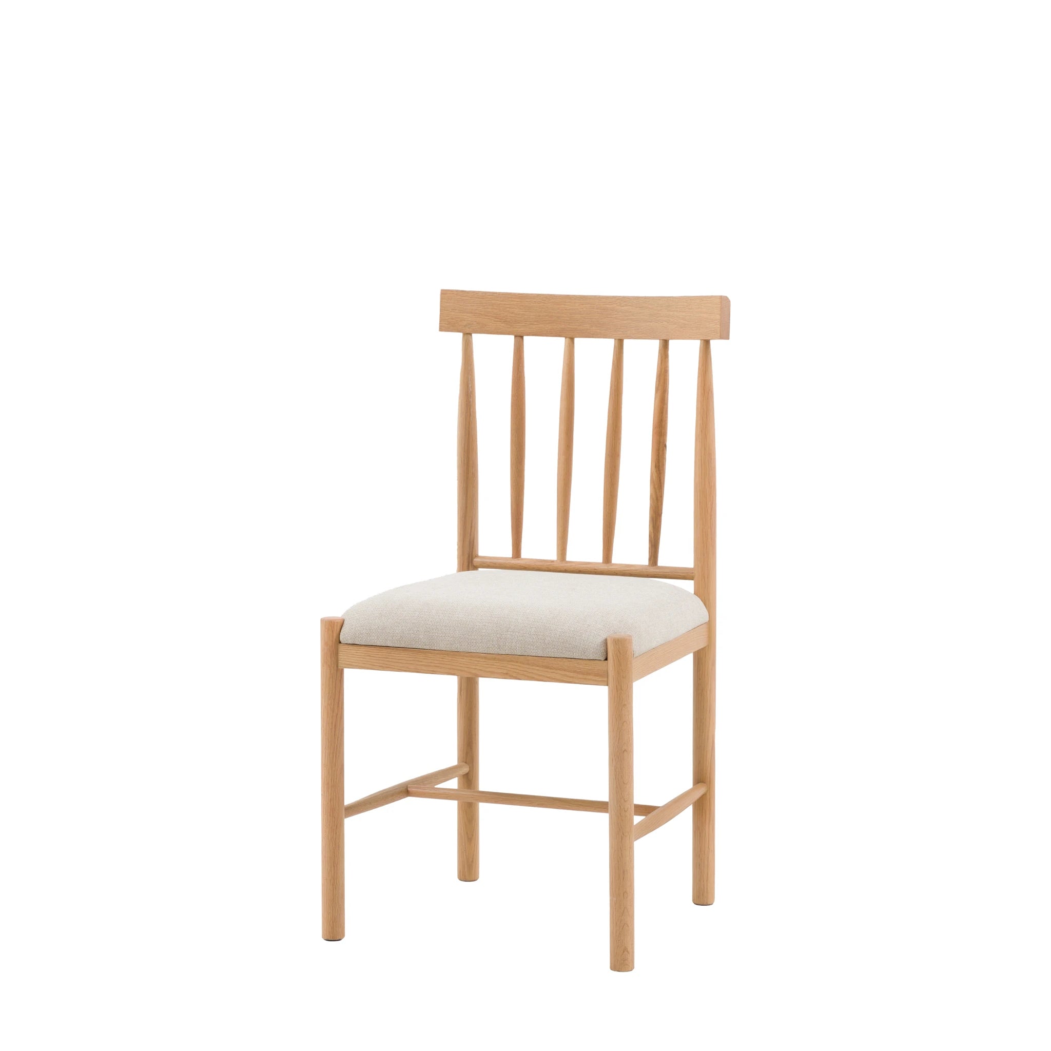 Set of 2 Radley Natural Oak Wood Upholstered Dining Chairs