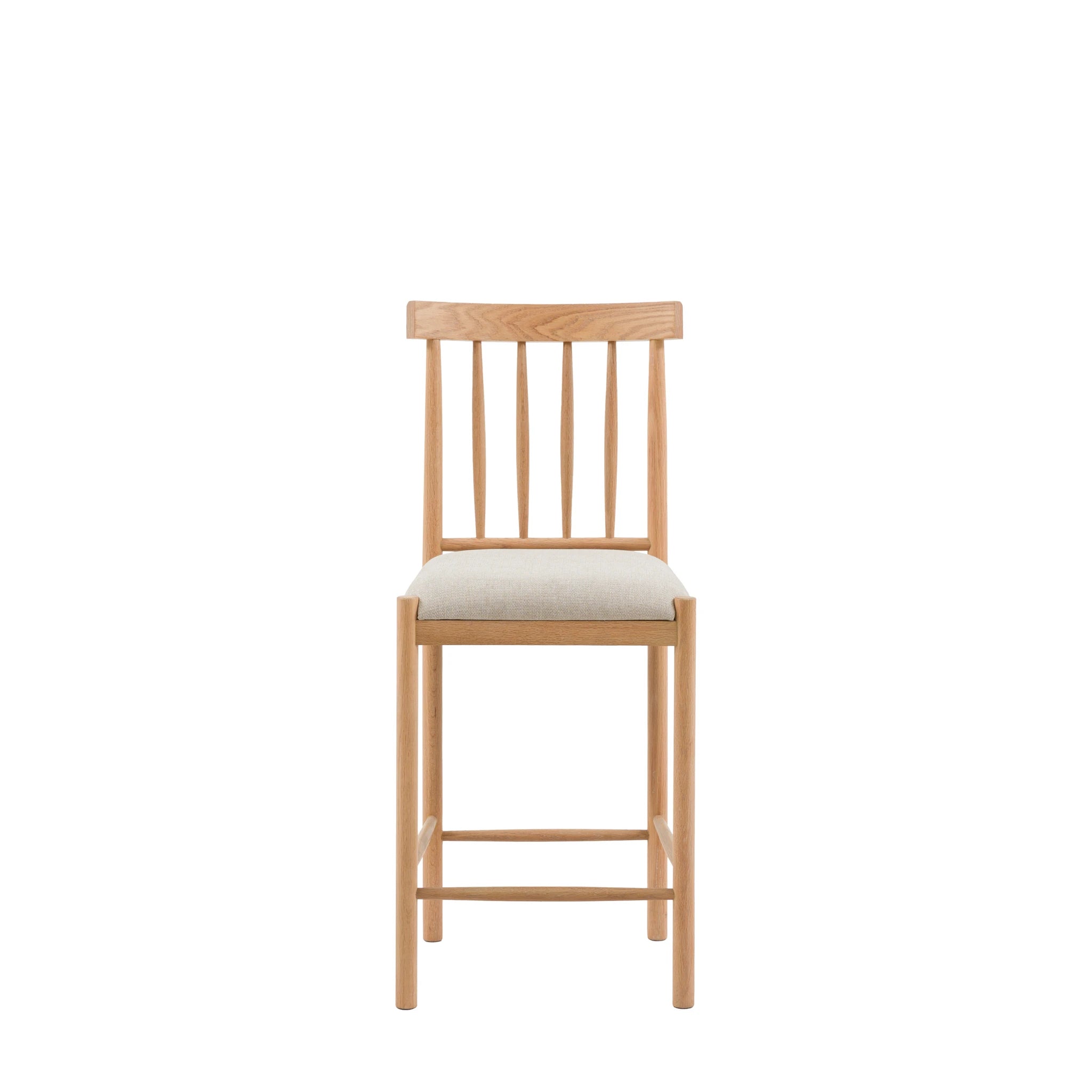 Set of 2 Radley Natural Oak Wood Upholstered Bar Stools