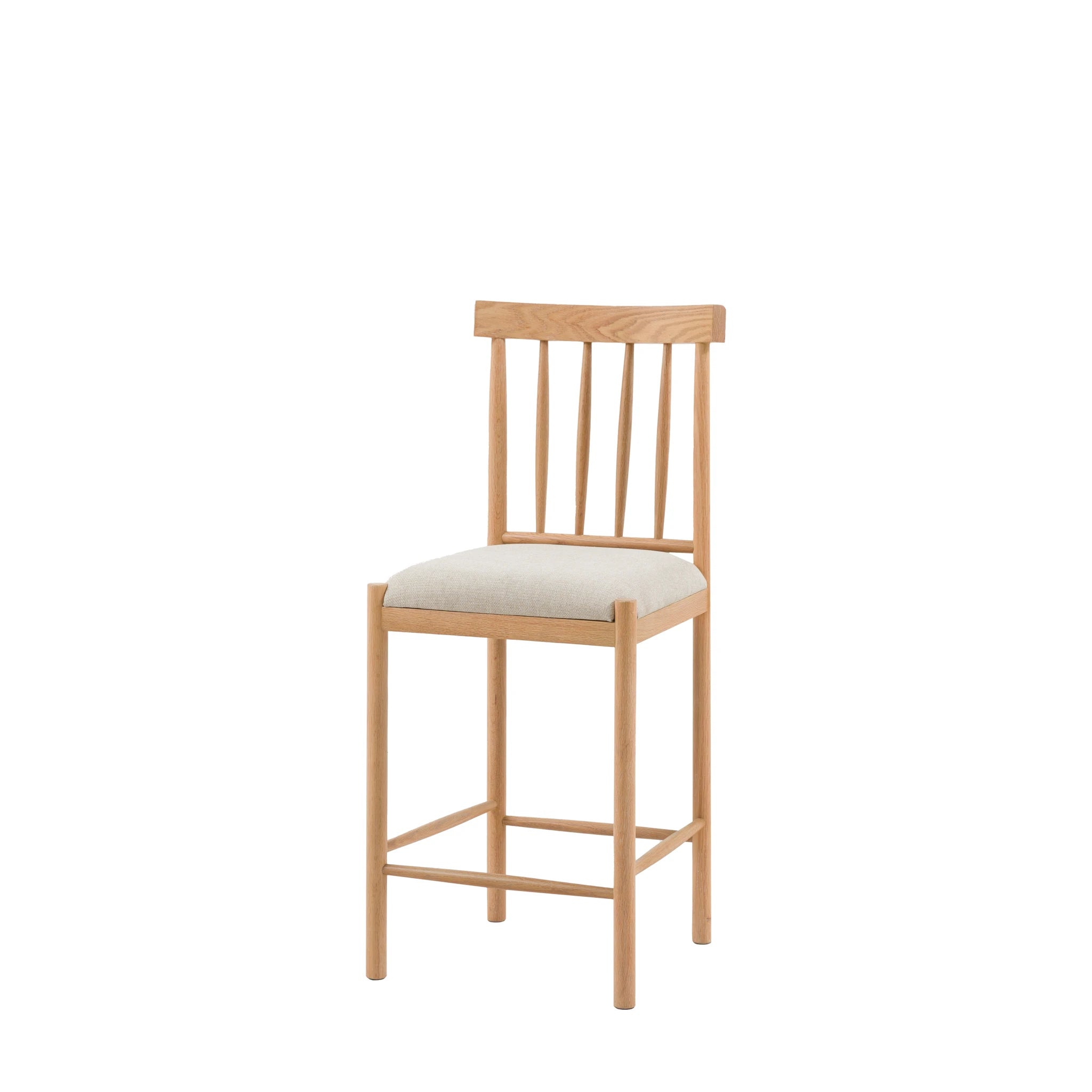 Set of 2 Radley Natural Oak Wood Upholstered Bar Stools