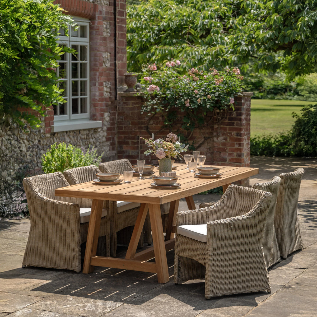 Rosehaven Rectangular Natural Wood Outdoor Dining Table 240x100cm