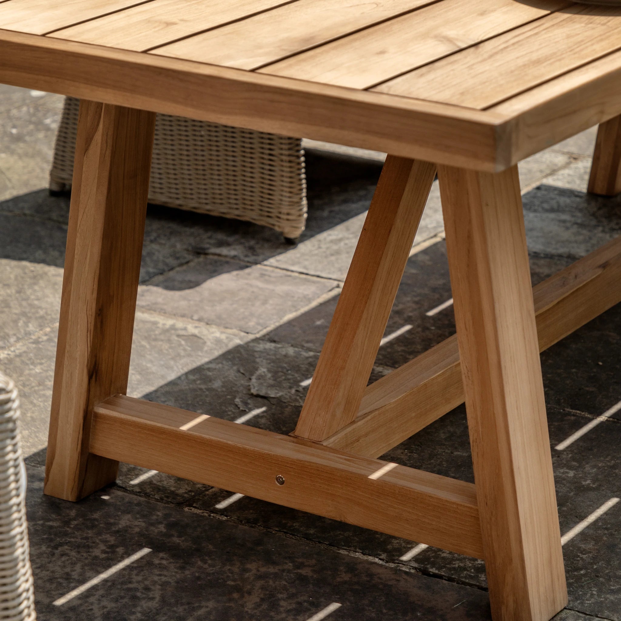 Rosehaven Rectangular Natural Wood Outdoor Dining Table 240x100cm