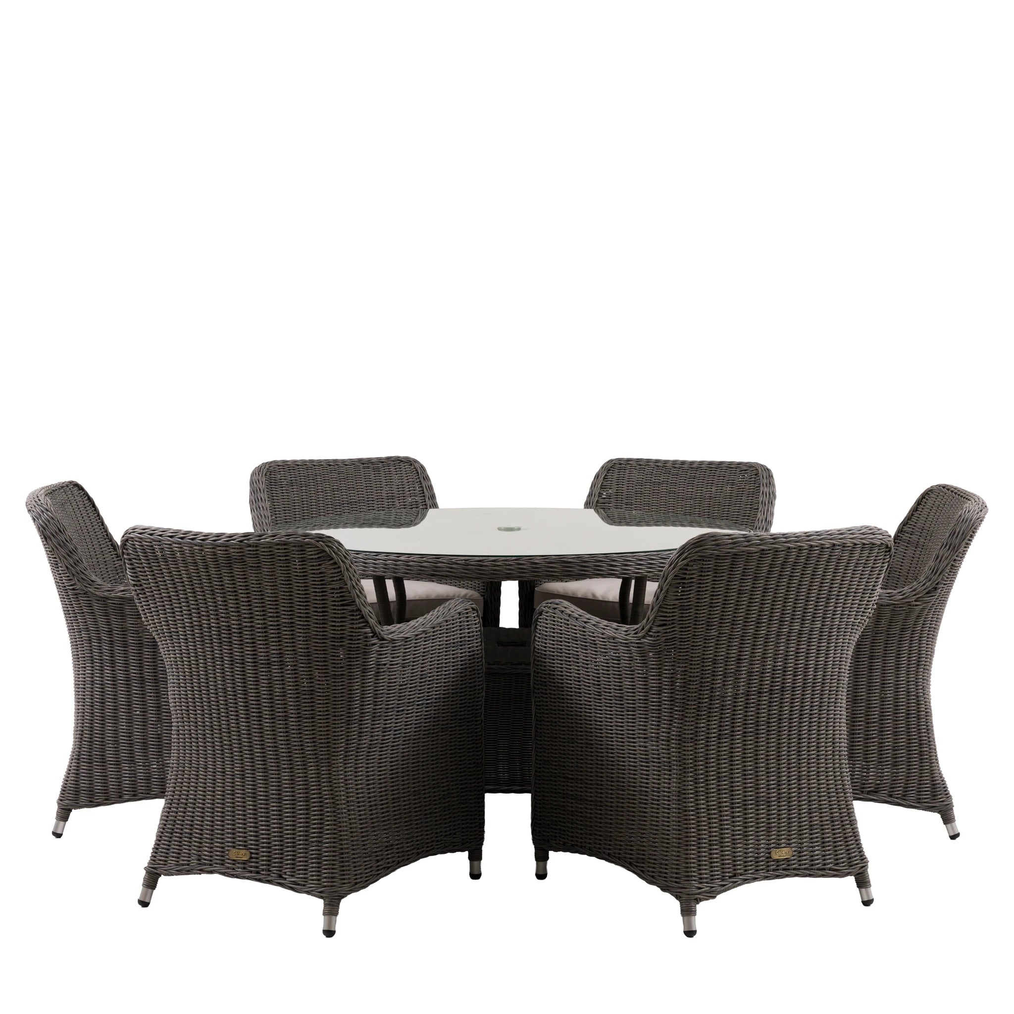 Romney 6 Seater Round Salt Spray Wicker Outdoor Dining Set