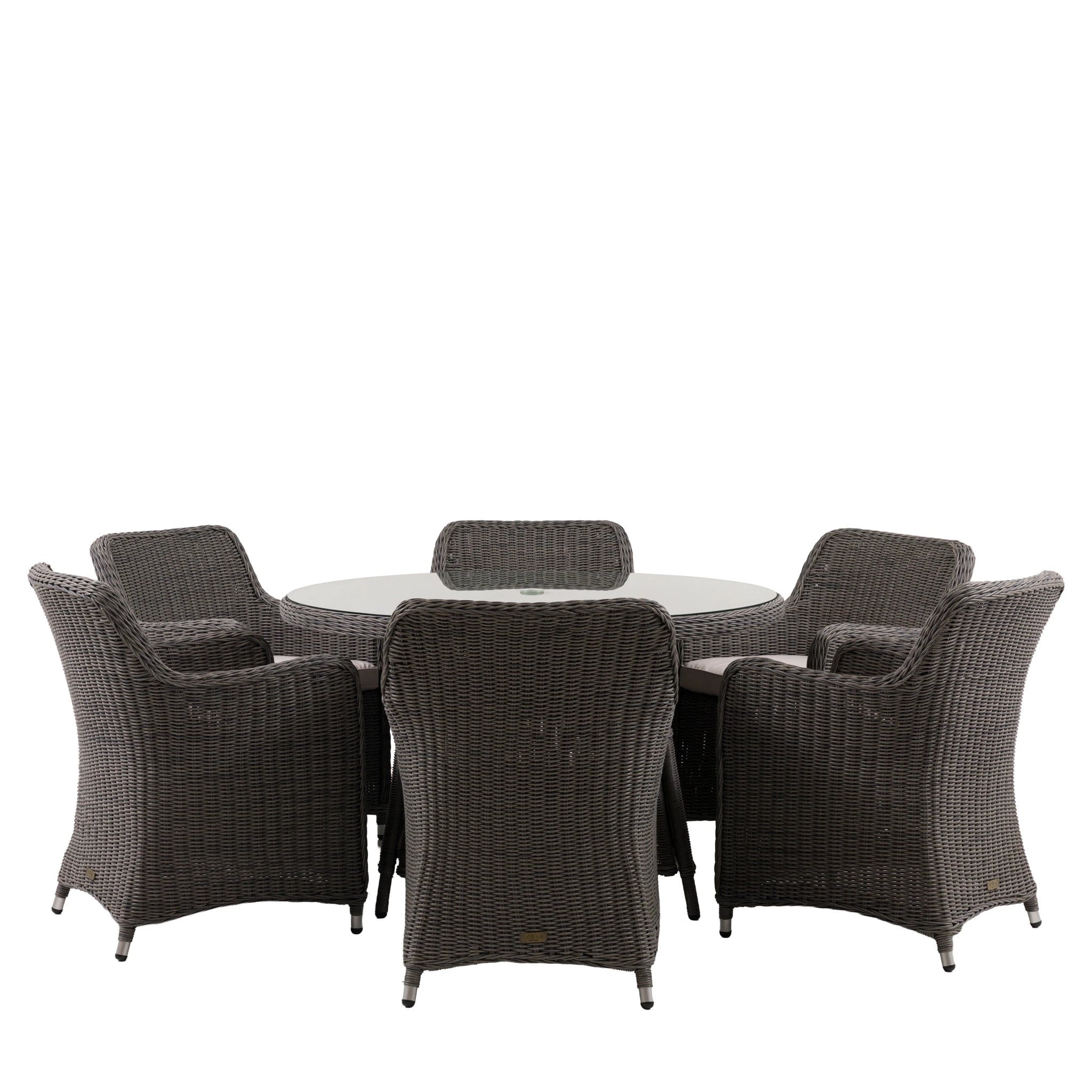 Romney 6 Seater Round Salt Spray Wicker Outdoor Dining Set