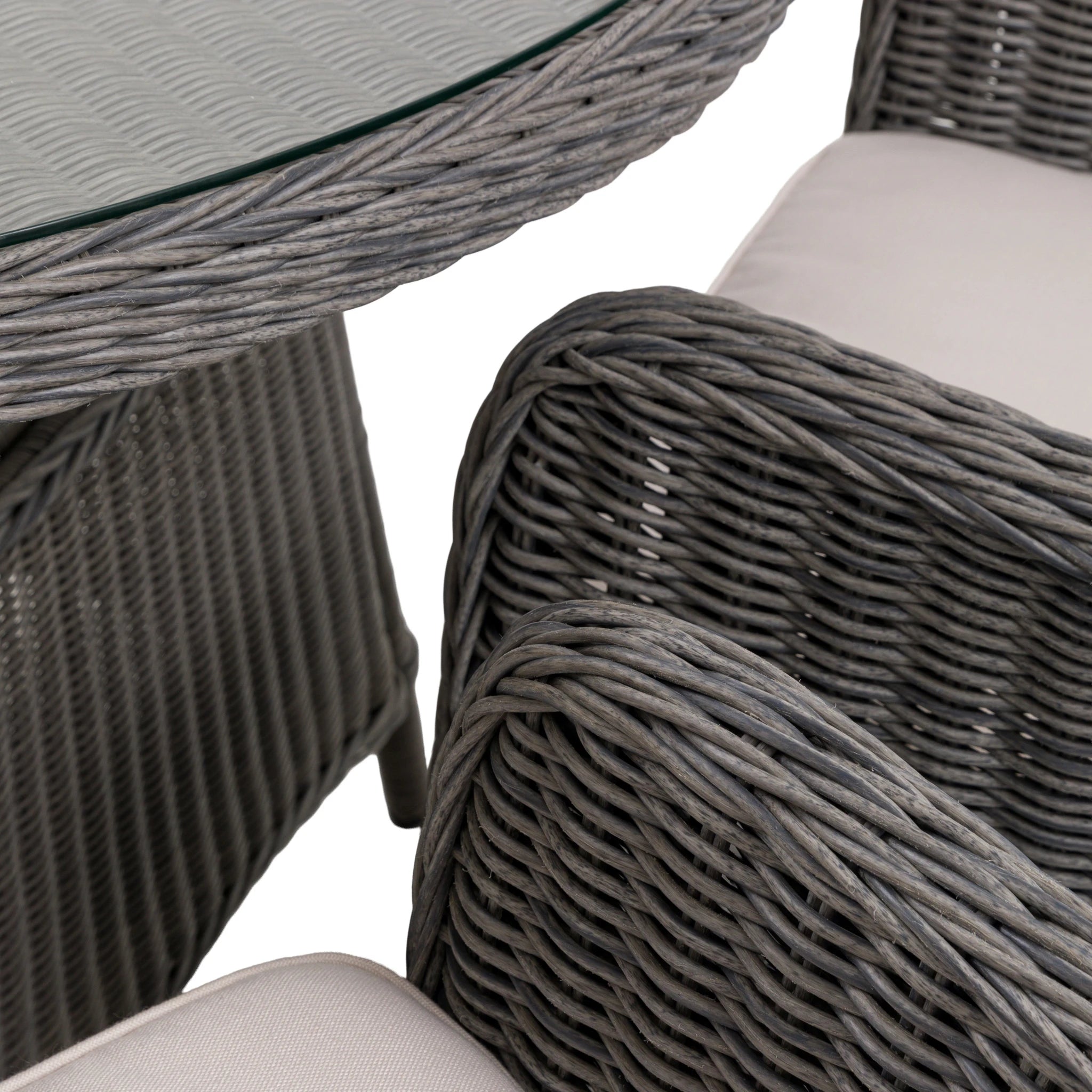 Romney 6 Seater Round Salt Spray Wicker Outdoor Dining Set