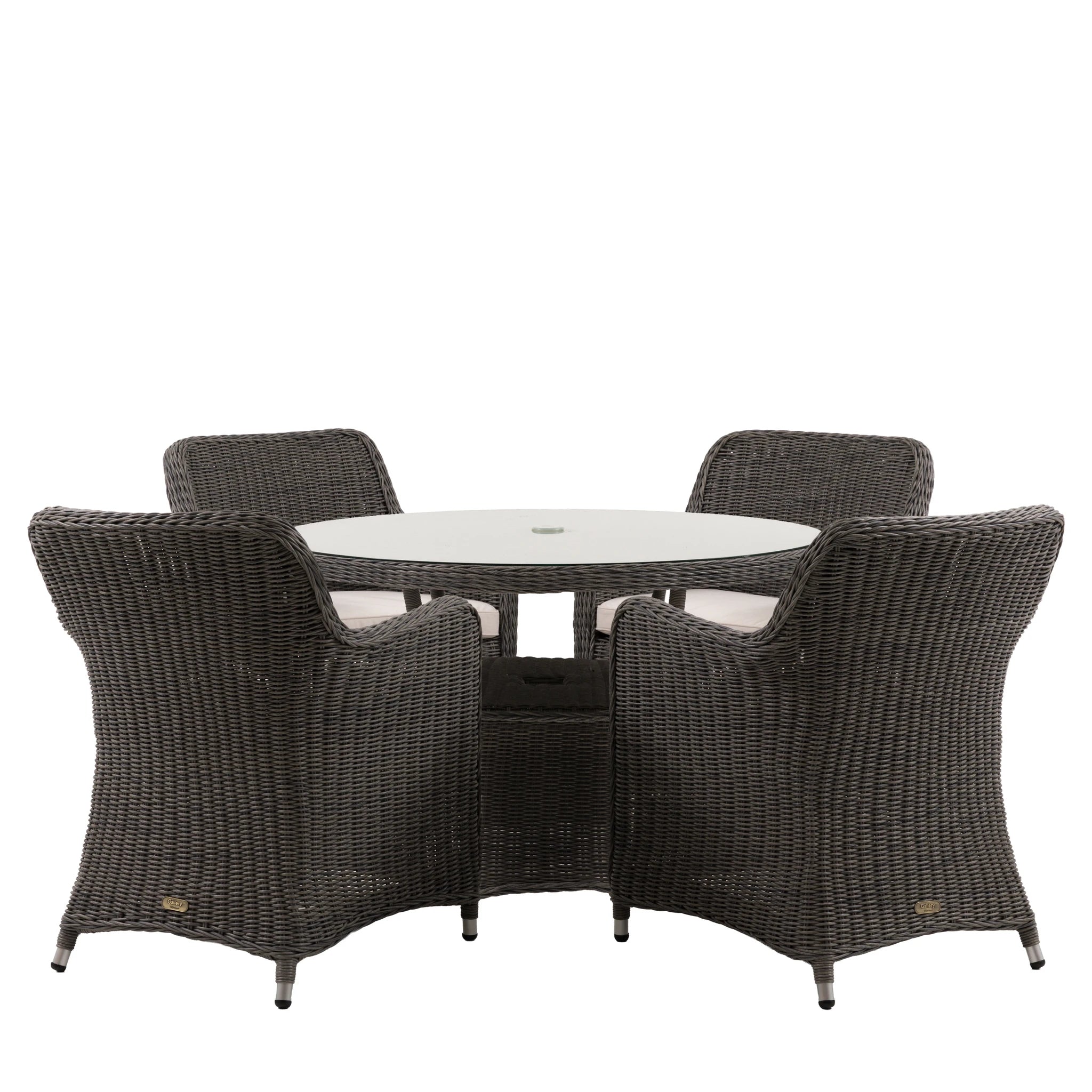 Romney 4 Seater Round Salt Spray Wicker Outdoor Dining Set