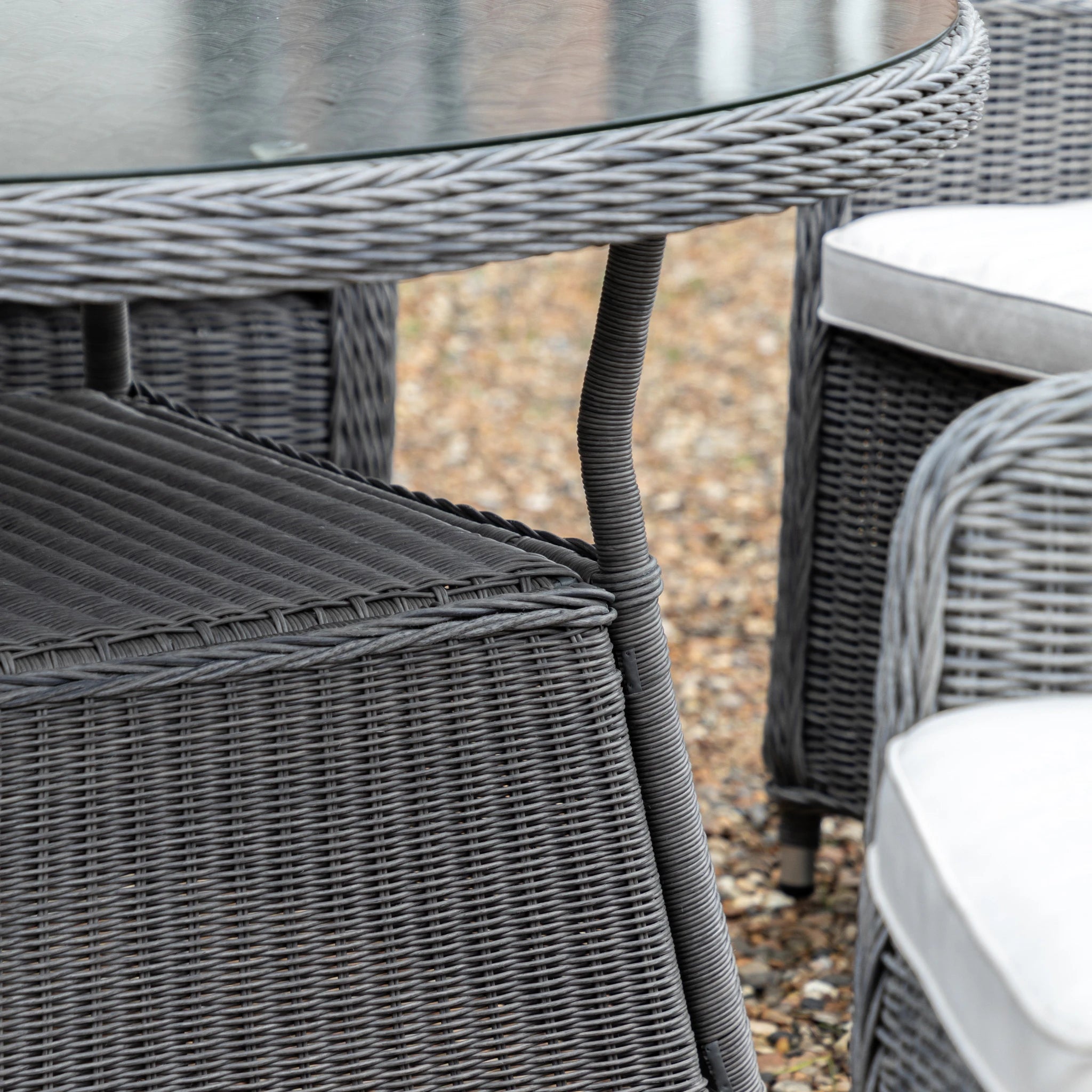 Romney 4 Seater Round Salt Spray Wicker Outdoor Dining Set