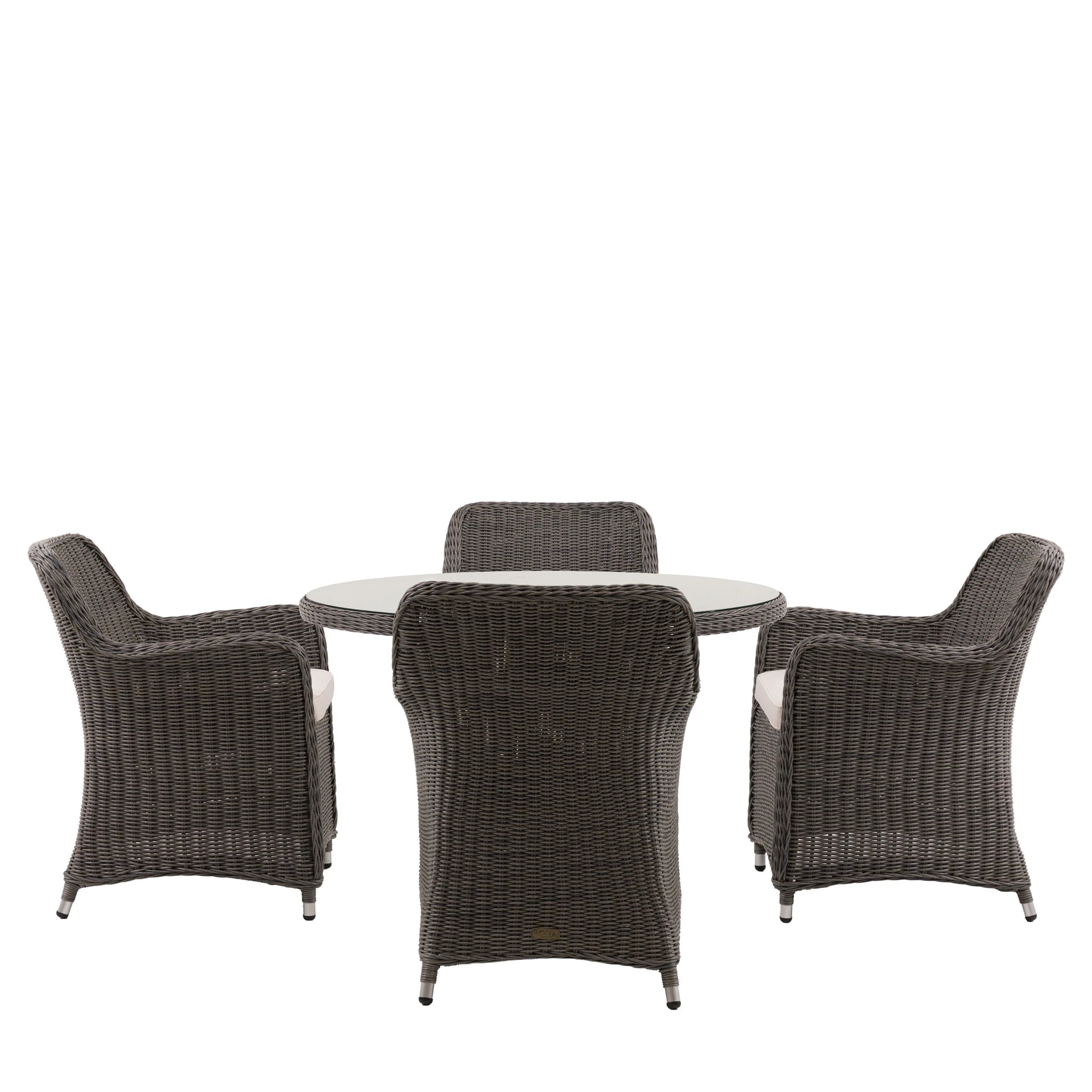 Romney 4 Seater Round Salt Spray Wicker Outdoor Dining Set