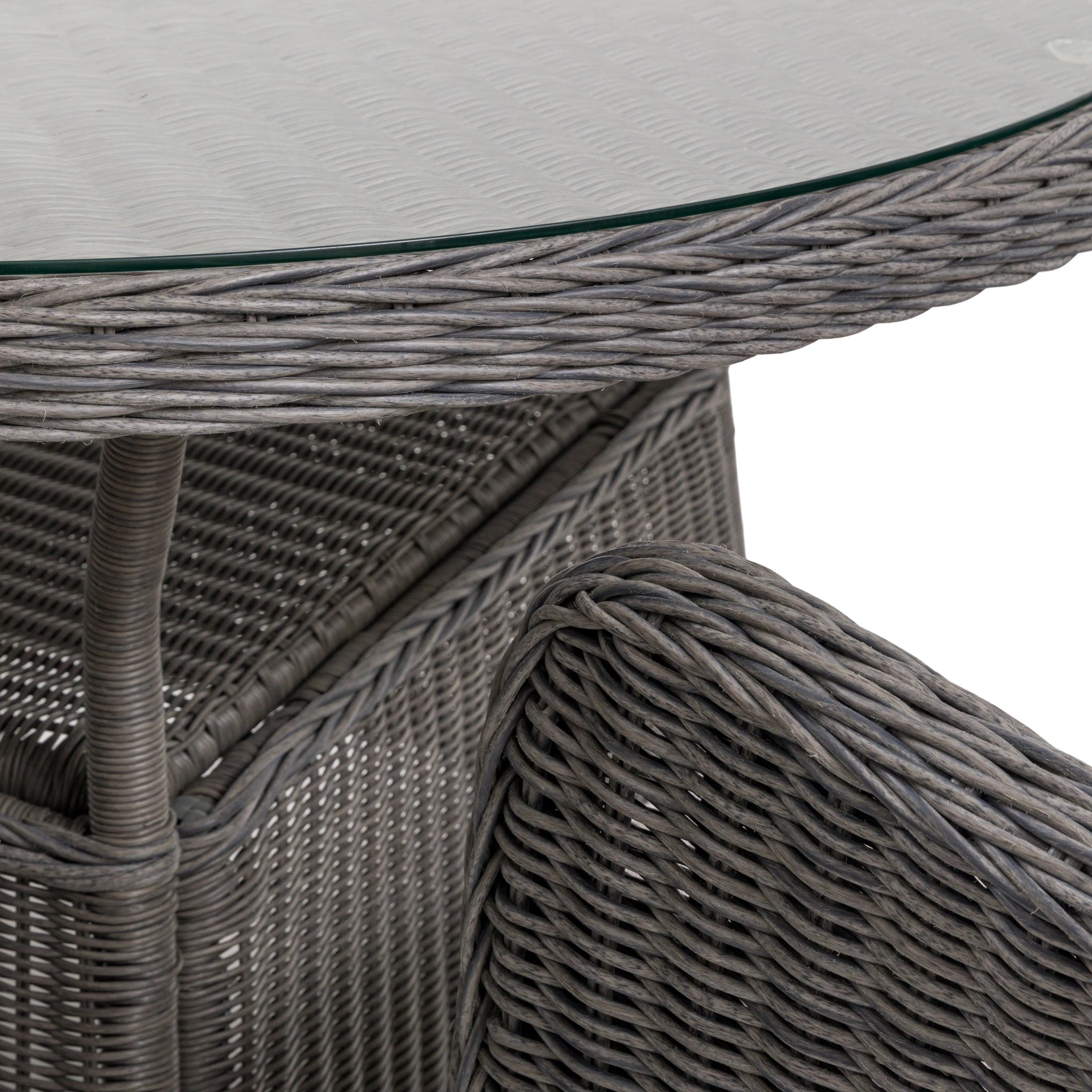 Romney 4 Seater Round Salt Spray Wicker Outdoor Dining Set