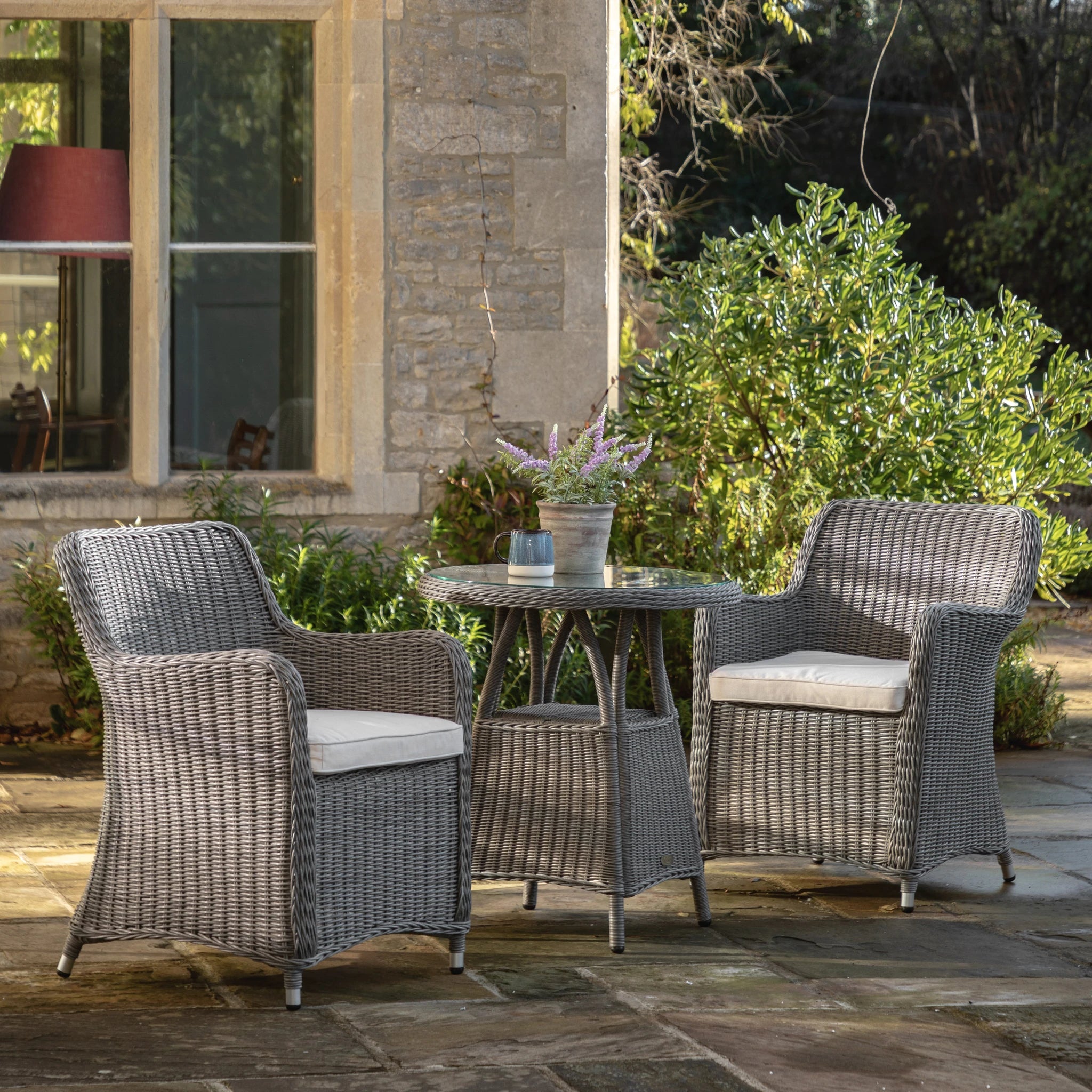 Romney Salt Spray Wicker Outdoor Bistro Set