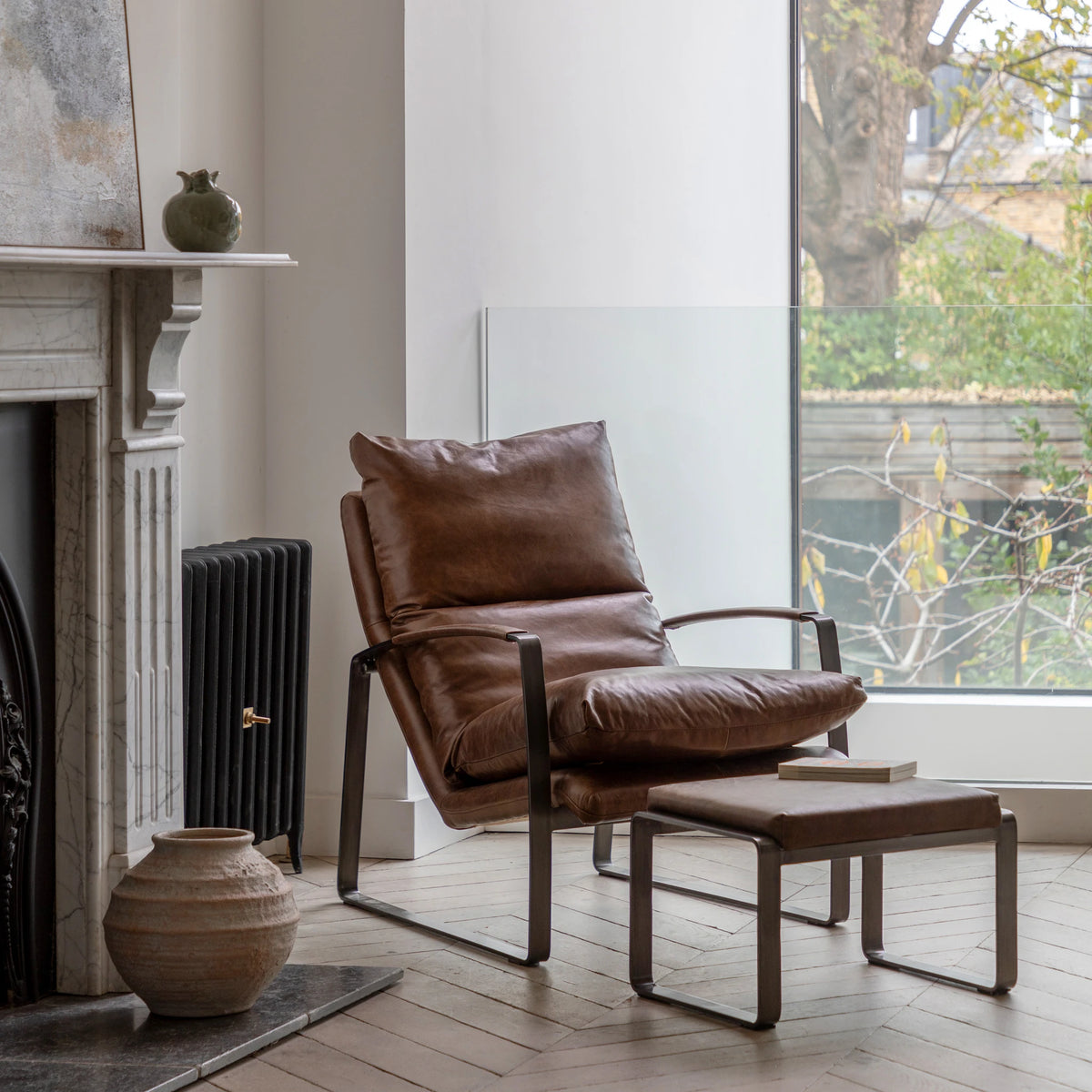 Juniper Brown Leather Lounger Armchair