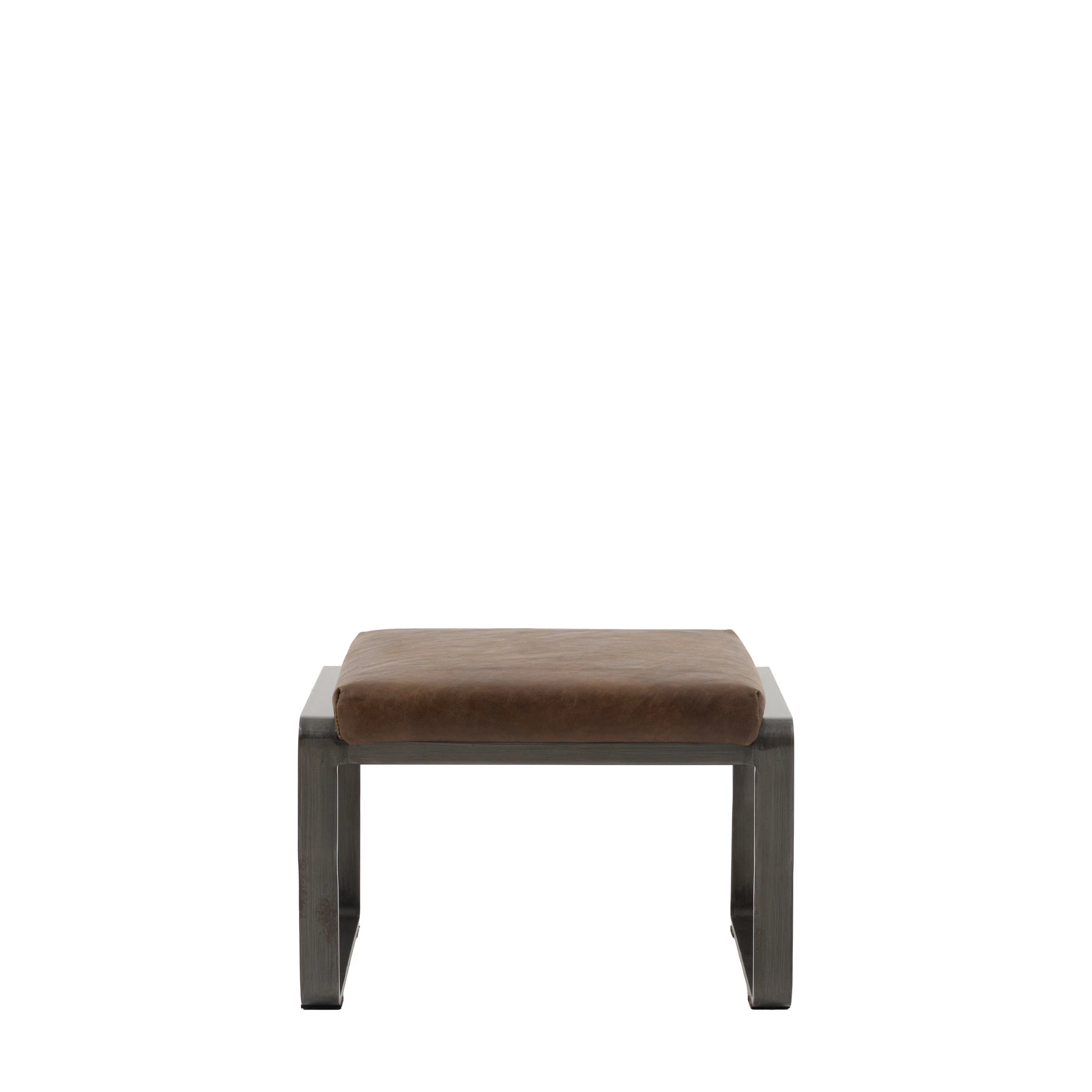 Juniper Brown Leather Footstool