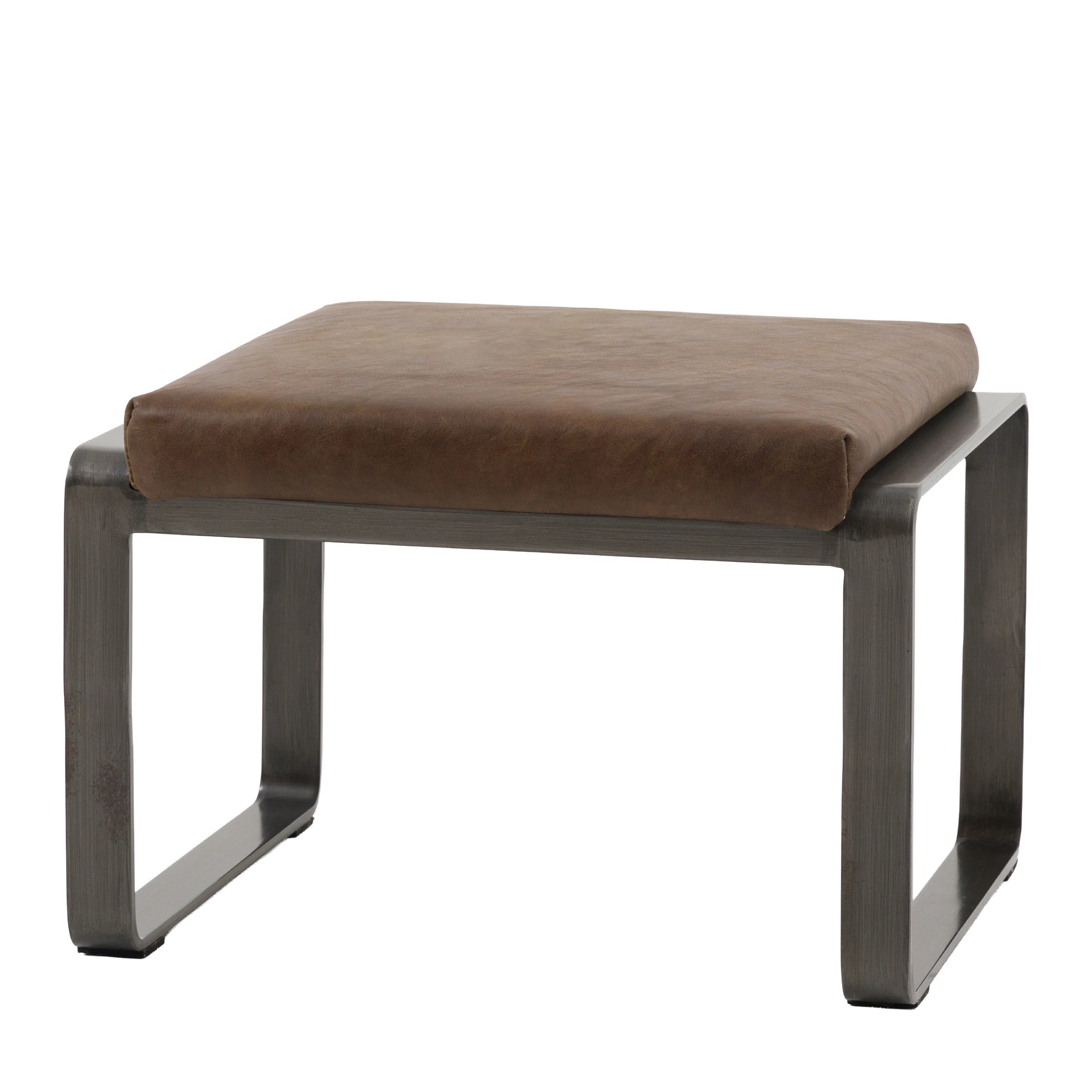 Juniper Brown Leather Footstool