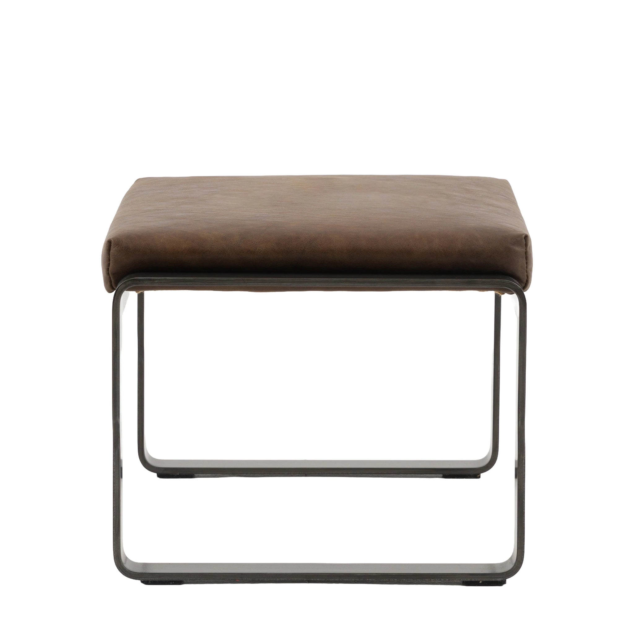 Juniper Brown Leather Footstool
