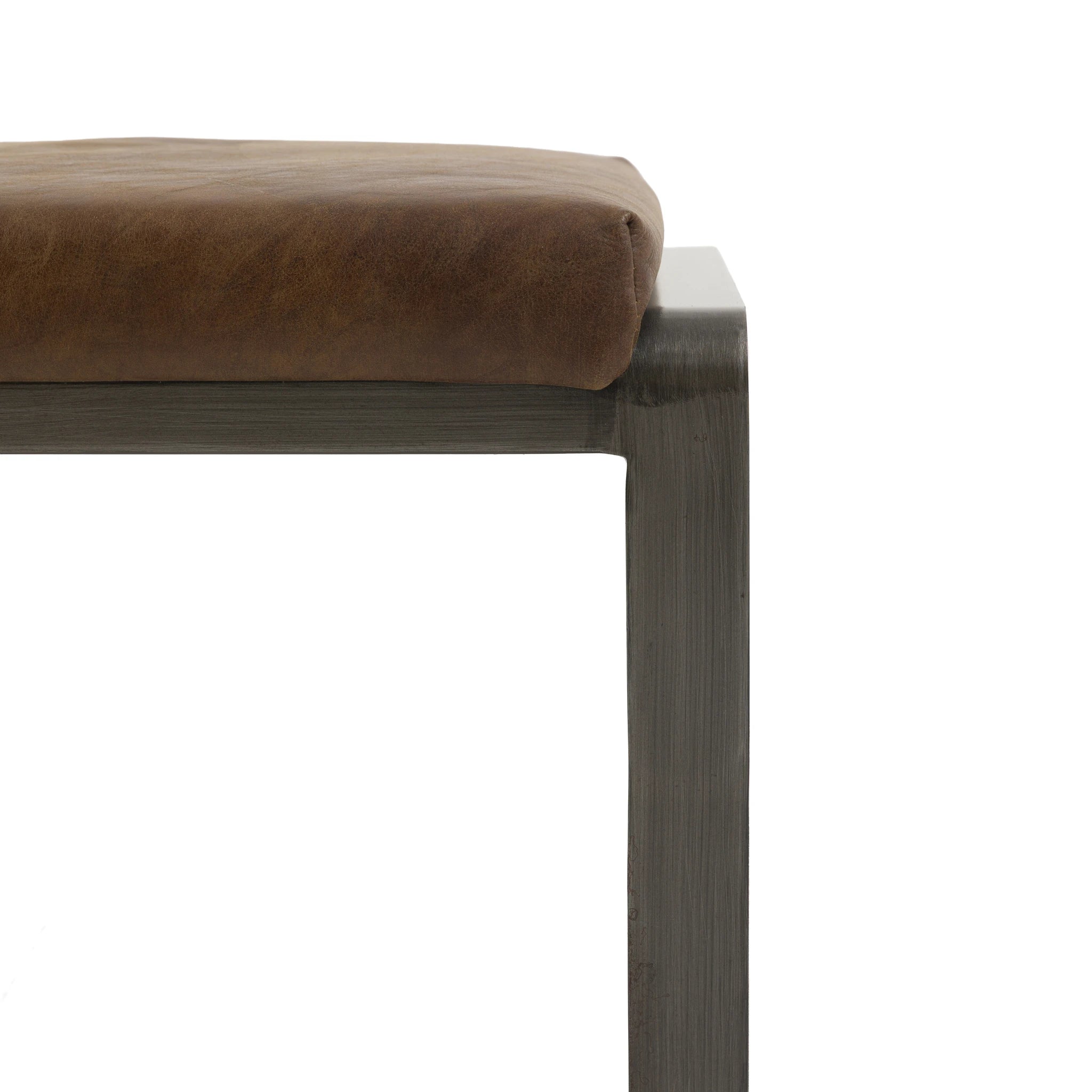 Juniper Brown Leather Footstool