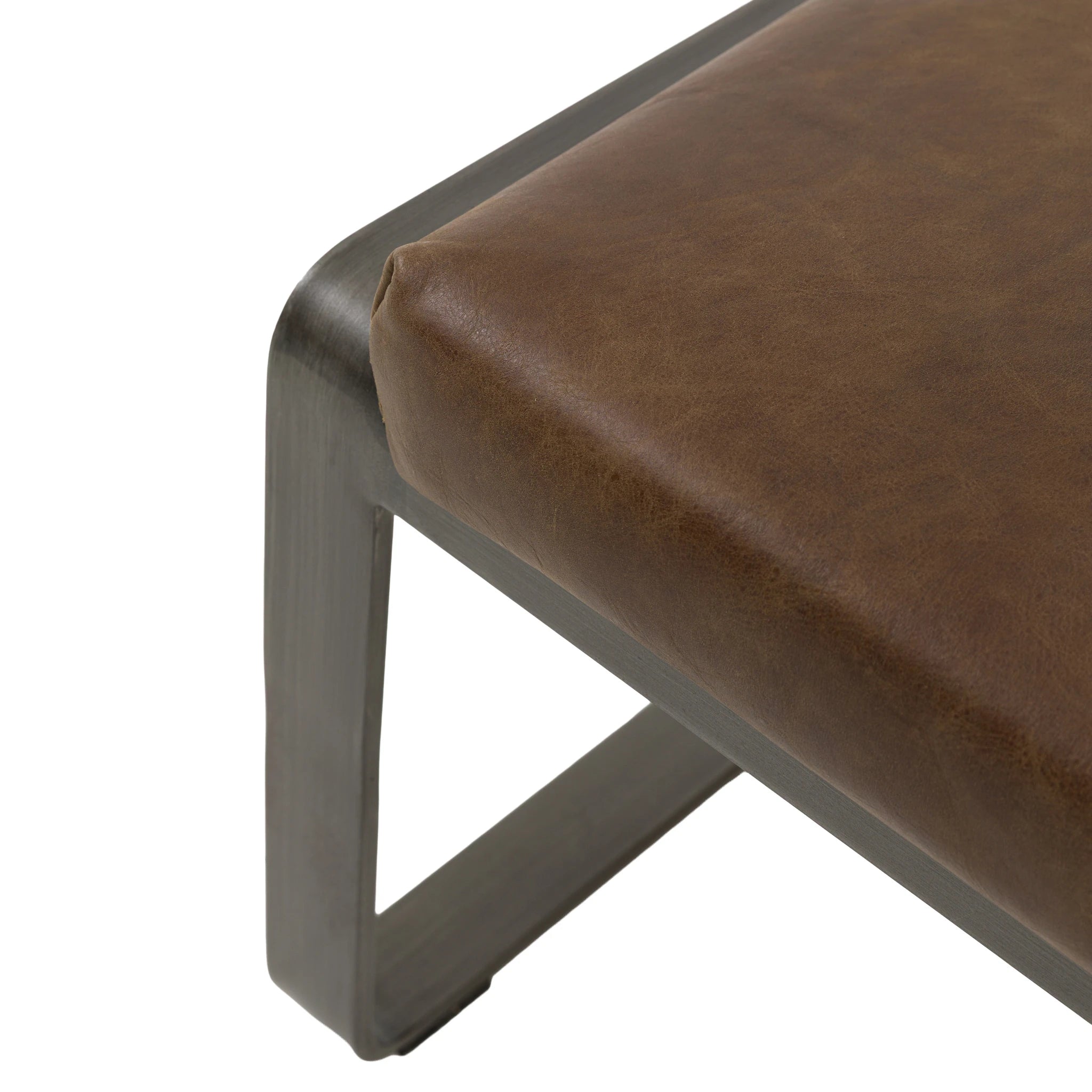 Juniper Brown Leather Footstool