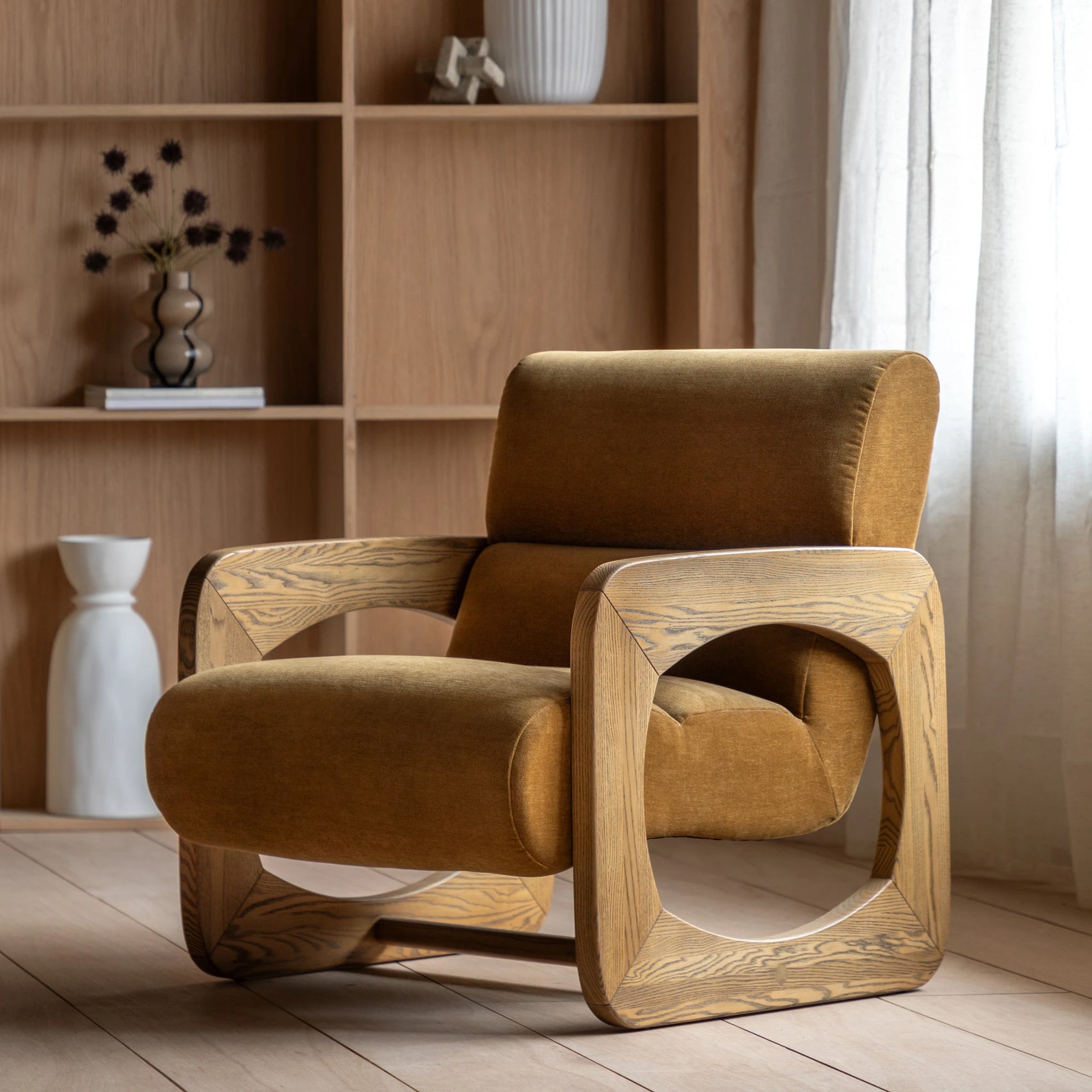 Carolina Verona Golden Woven Fabric Armchair
