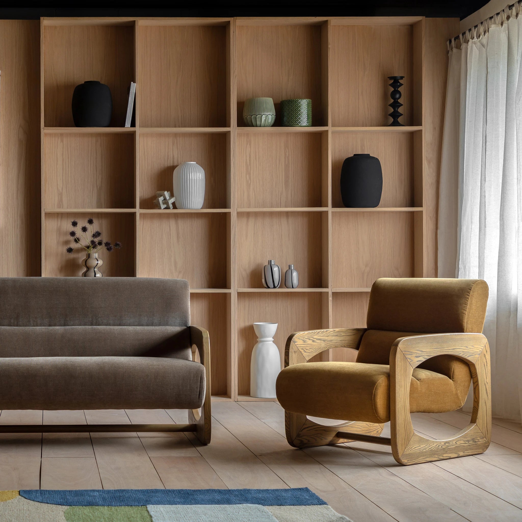 Carolina Verona Golden Woven Fabric Armchair