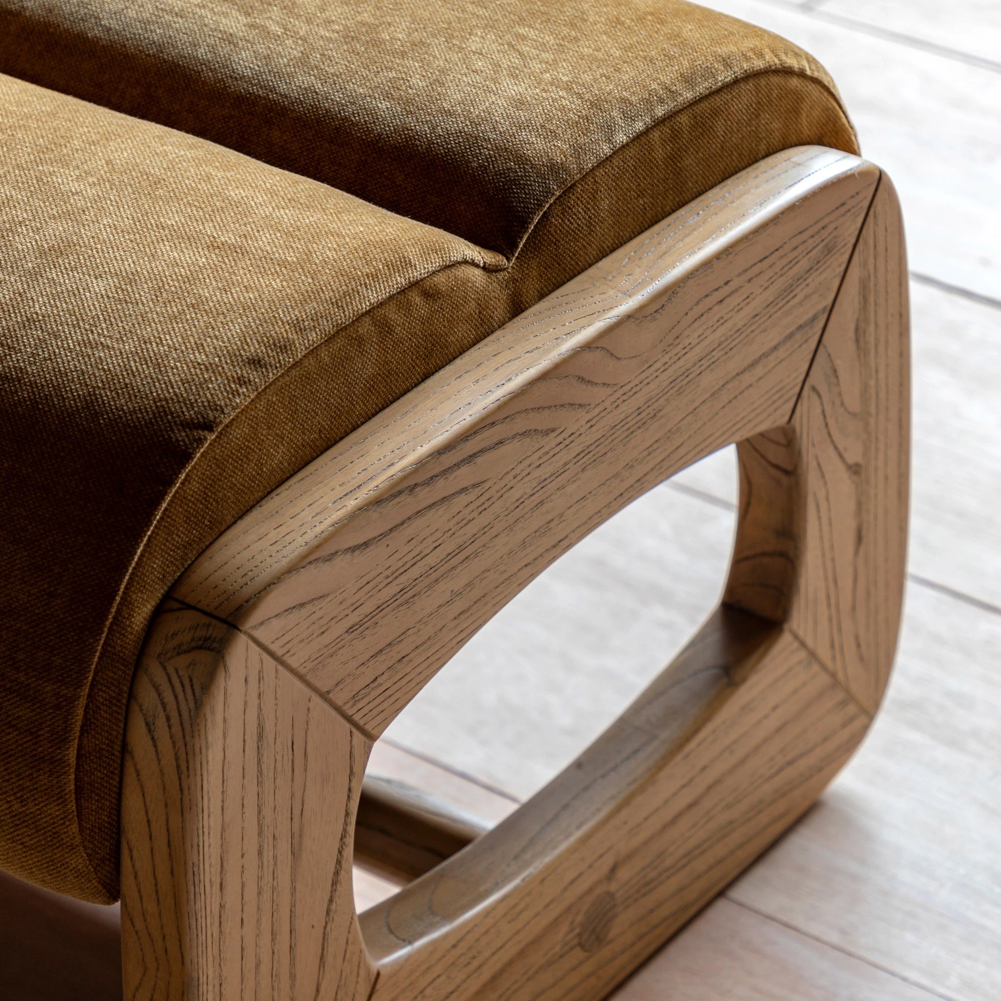 Carolina Verona Golden Woven Fabric Footstool