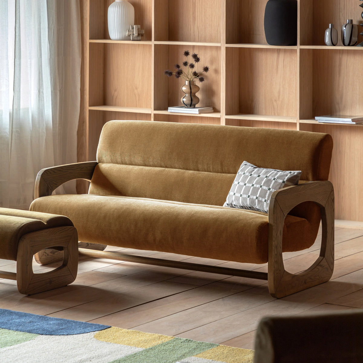 Carolina Verona Golden Woven Fabric 3 Seater Sofa
