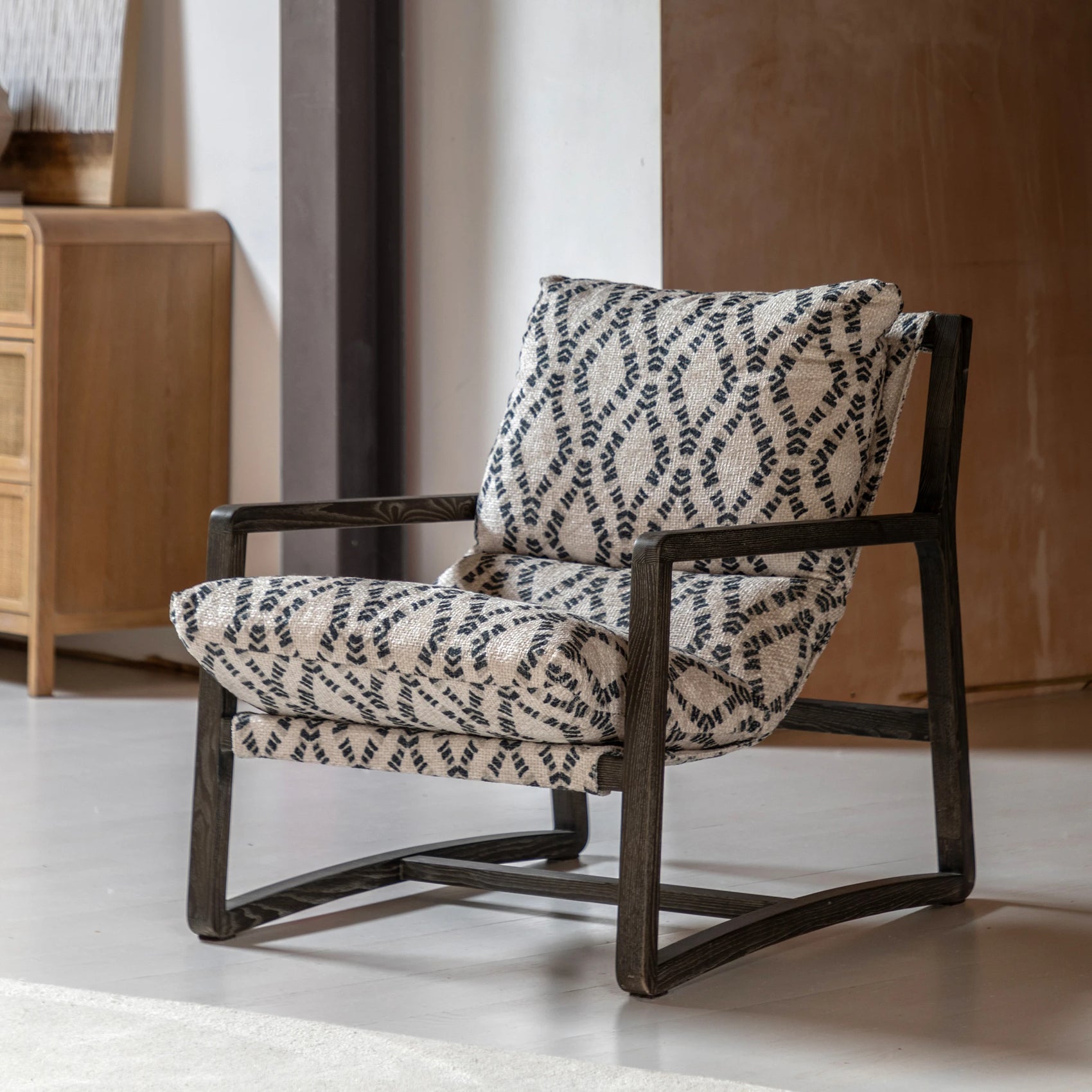 Hadleigh Obi Diamond Patterned Fabric Lounge Chair