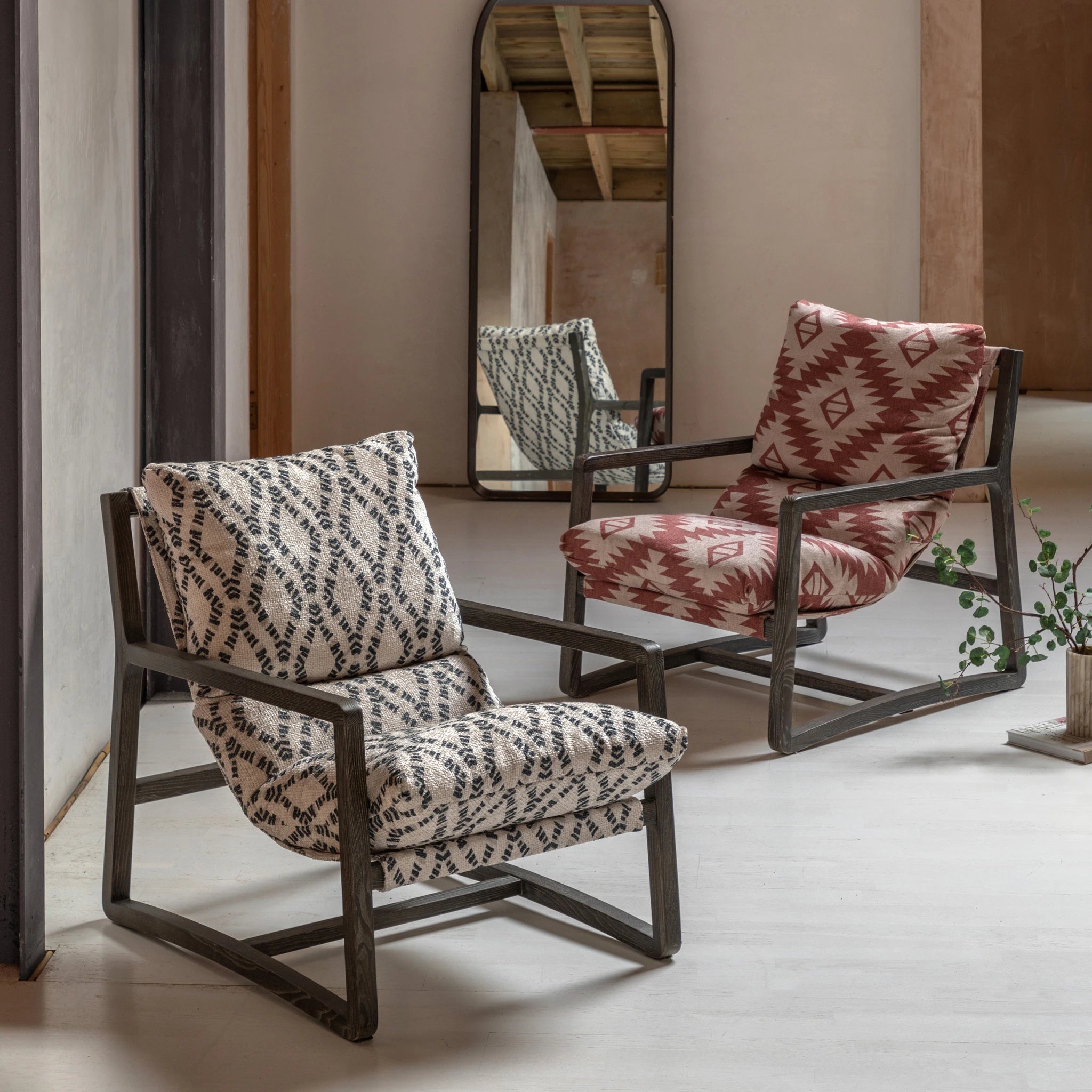 Hadleigh Obi Diamond Patterned Fabric Lounge Chair
