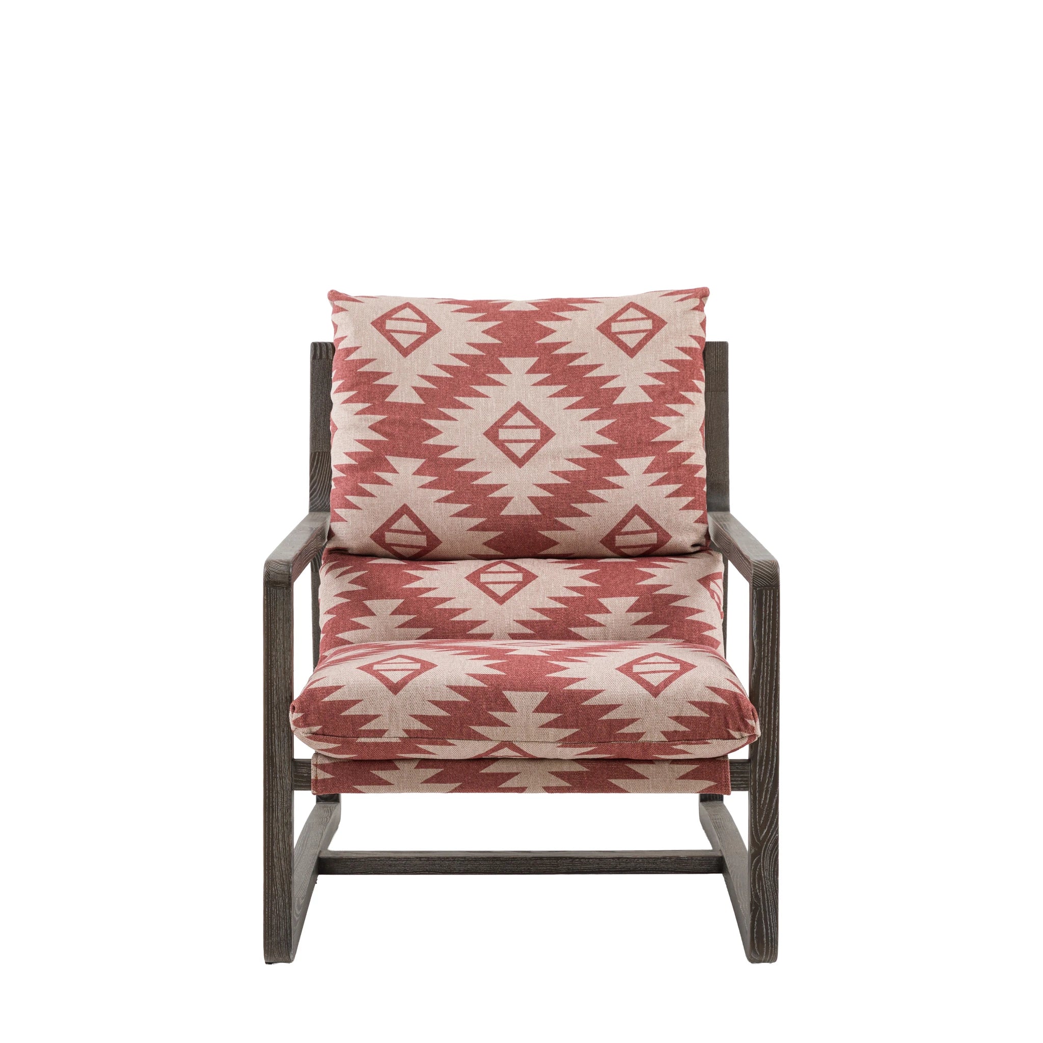 Hadleigh Mira Aztec Red & Natural Patterned Fabric Lounge Chair