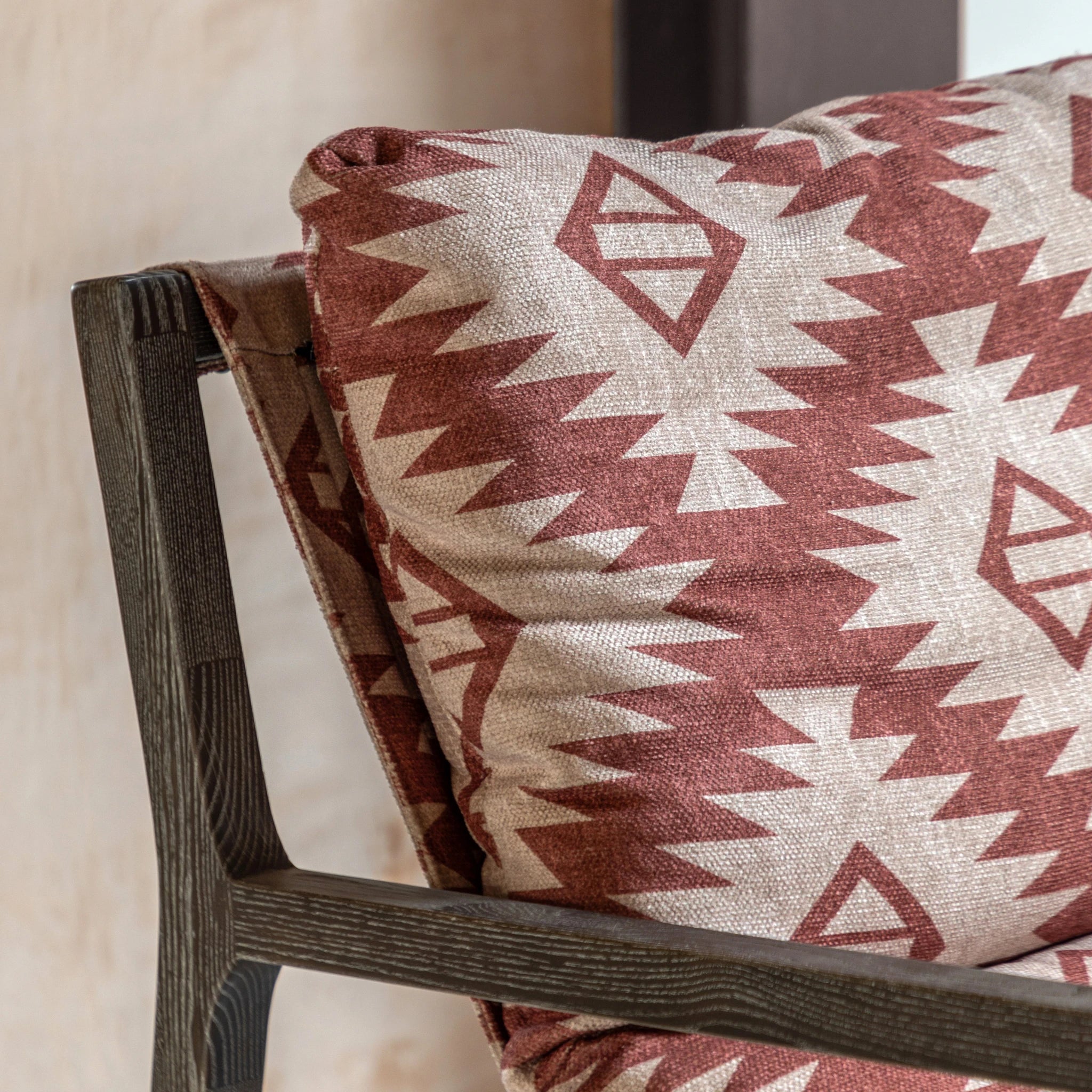 Hadleigh Mira Aztec Red & Natural Patterned Fabric Lounge Chair