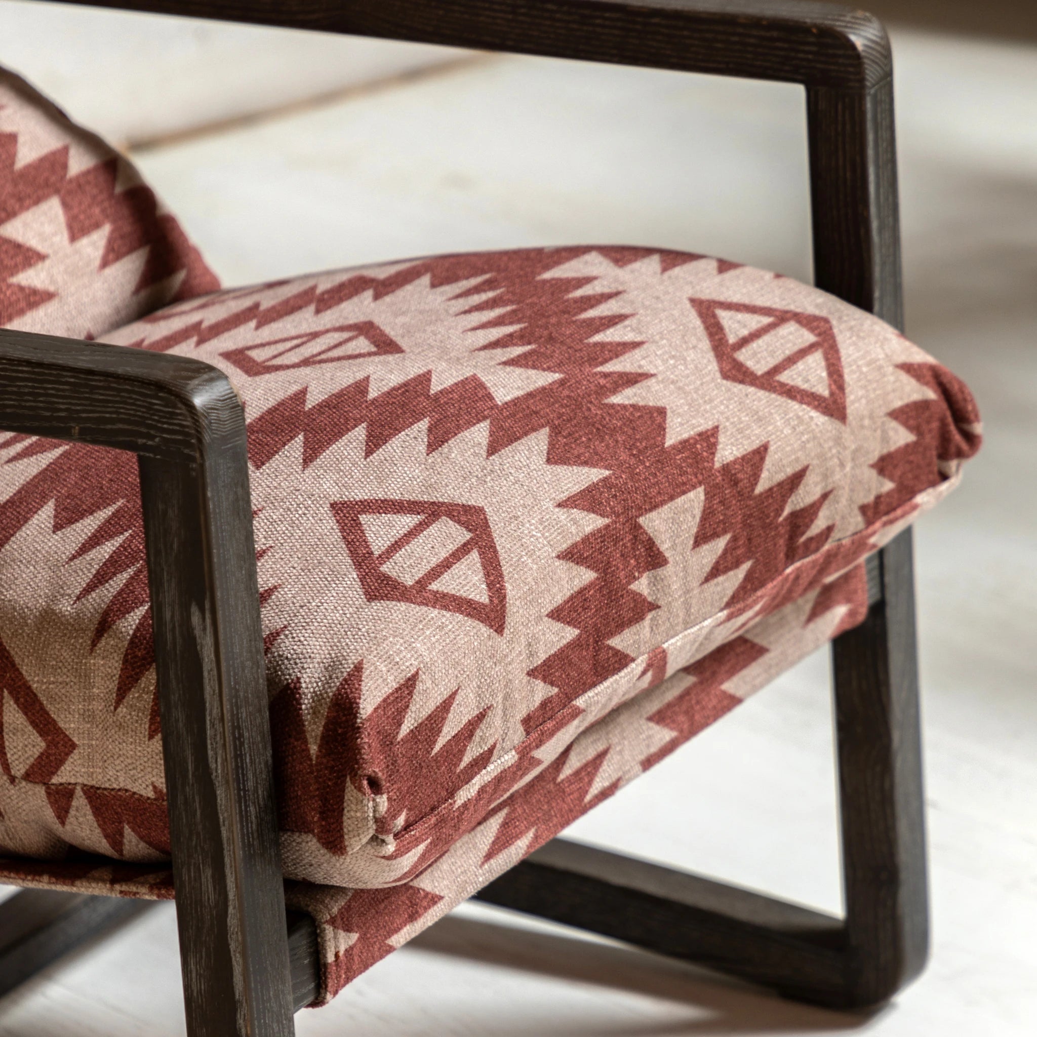 Hadleigh Mira Aztec Red & Natural Patterned Fabric Lounge Chair