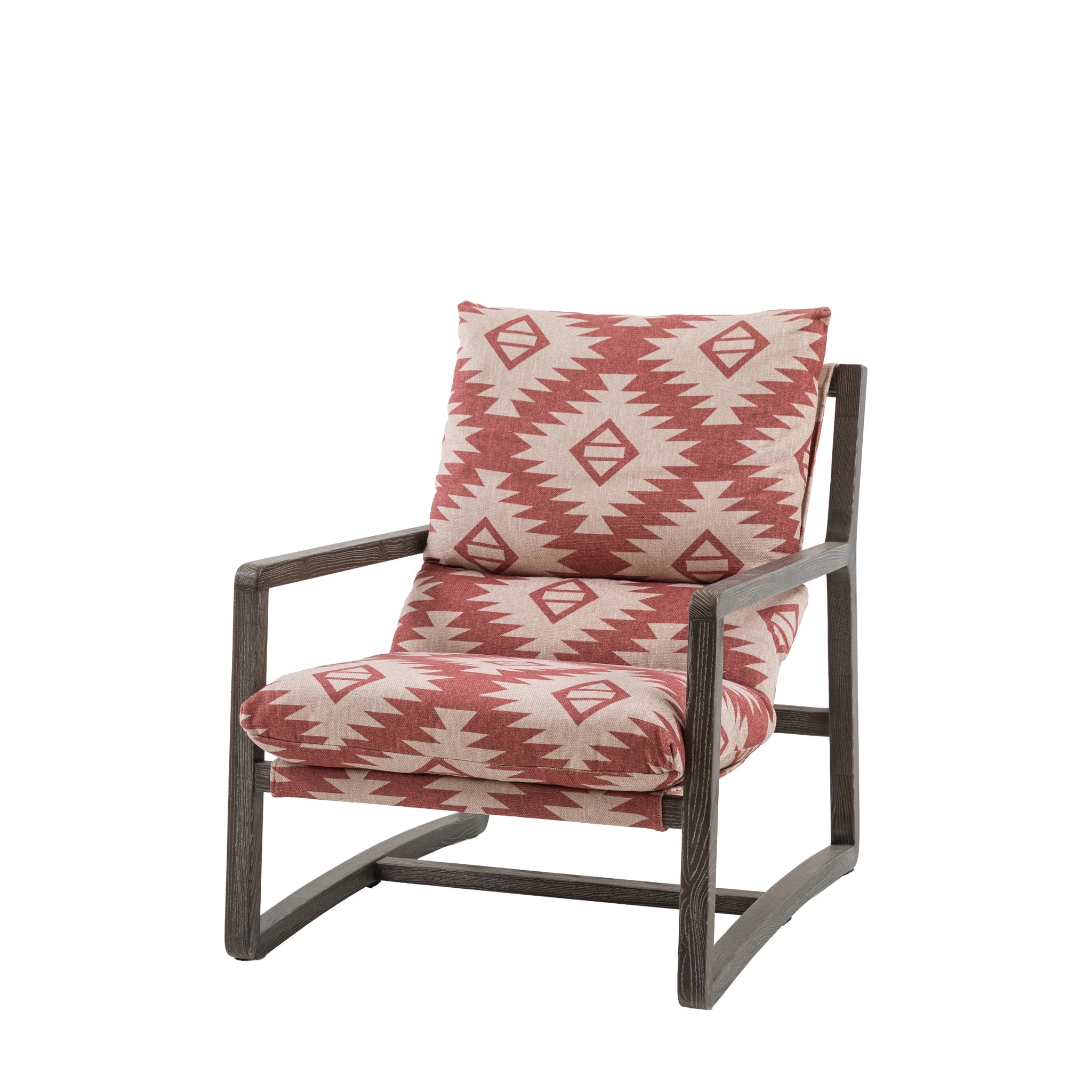 Hadleigh Mira Aztec Red & Natural Patterned Fabric Lounge Chair