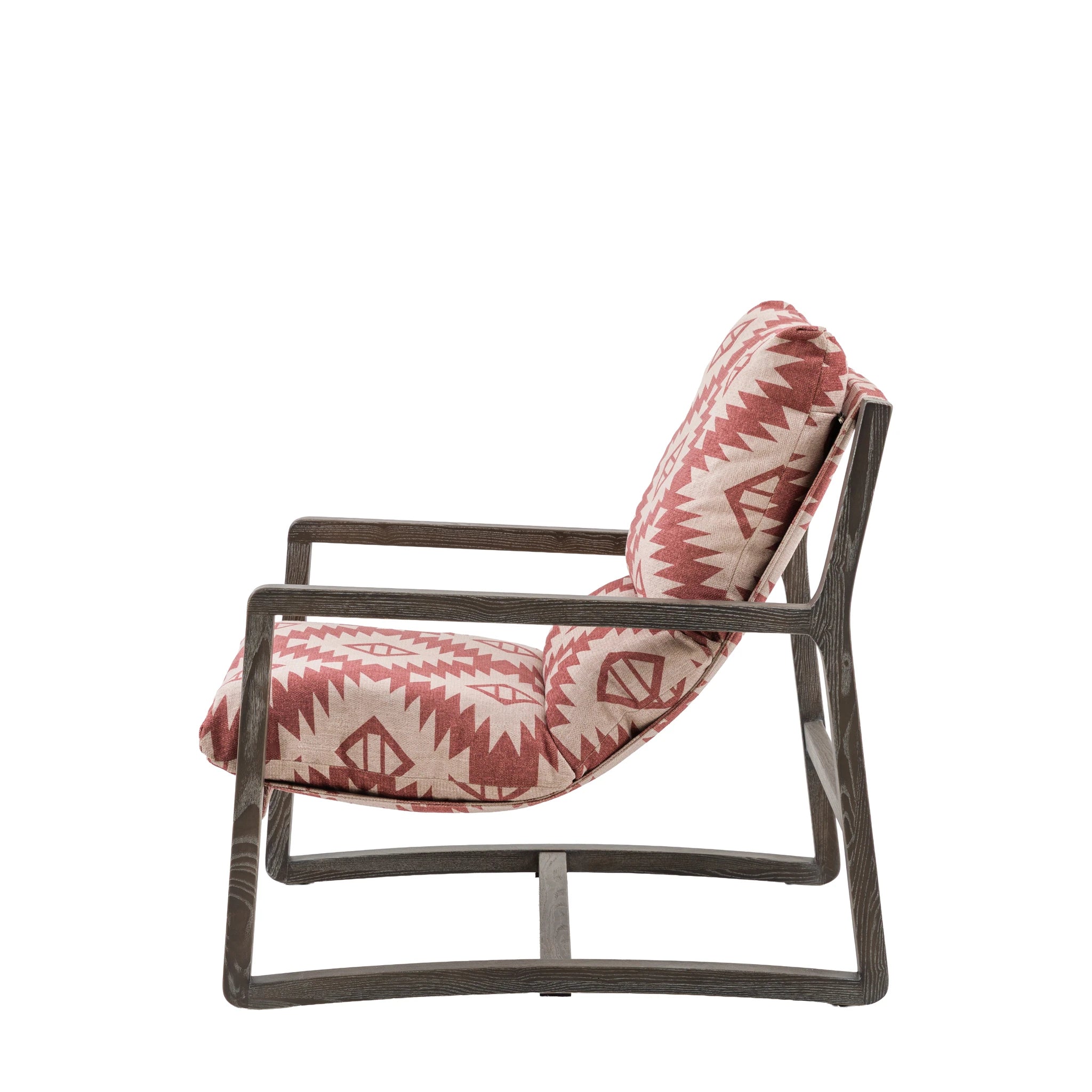 Hadleigh Mira Aztec Red & Natural Patterned Fabric Lounge Chair